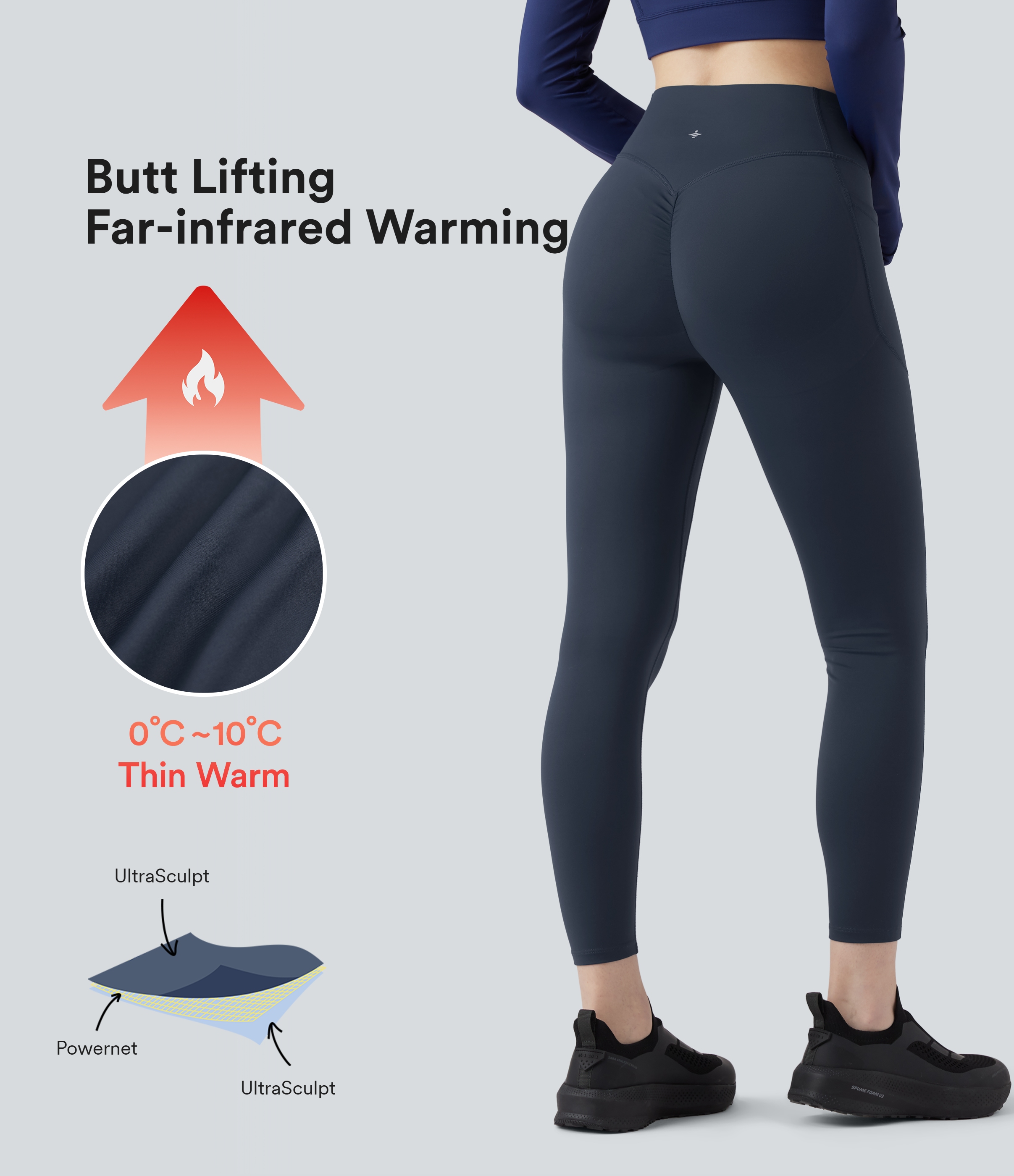 Halara UltraSculpt™ Heat High Waisted Scrunch Butt Lifting Tummy Control Warming Yoga Leggings with Pockets