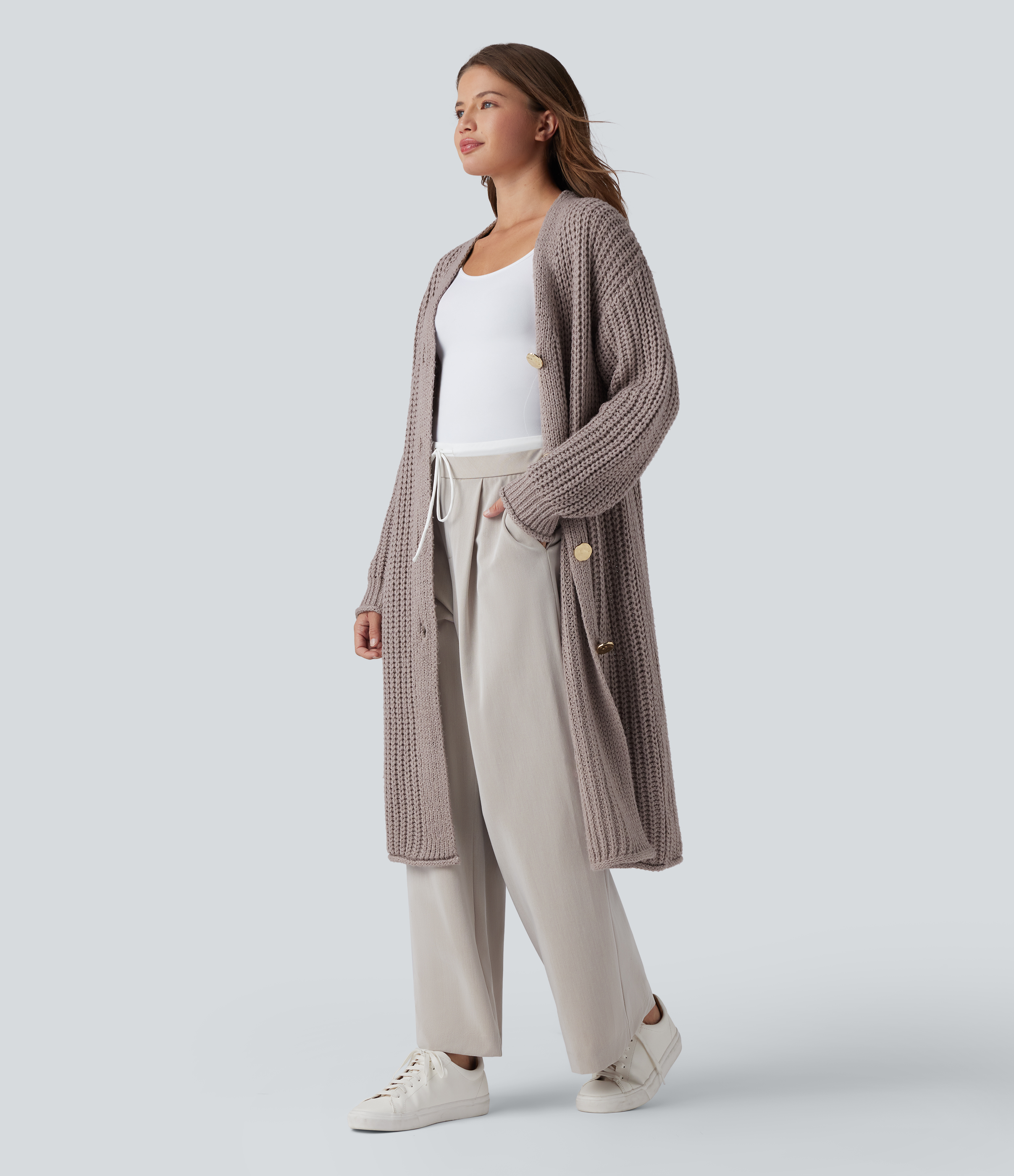 Button Fly Casual Longline Cardigan
