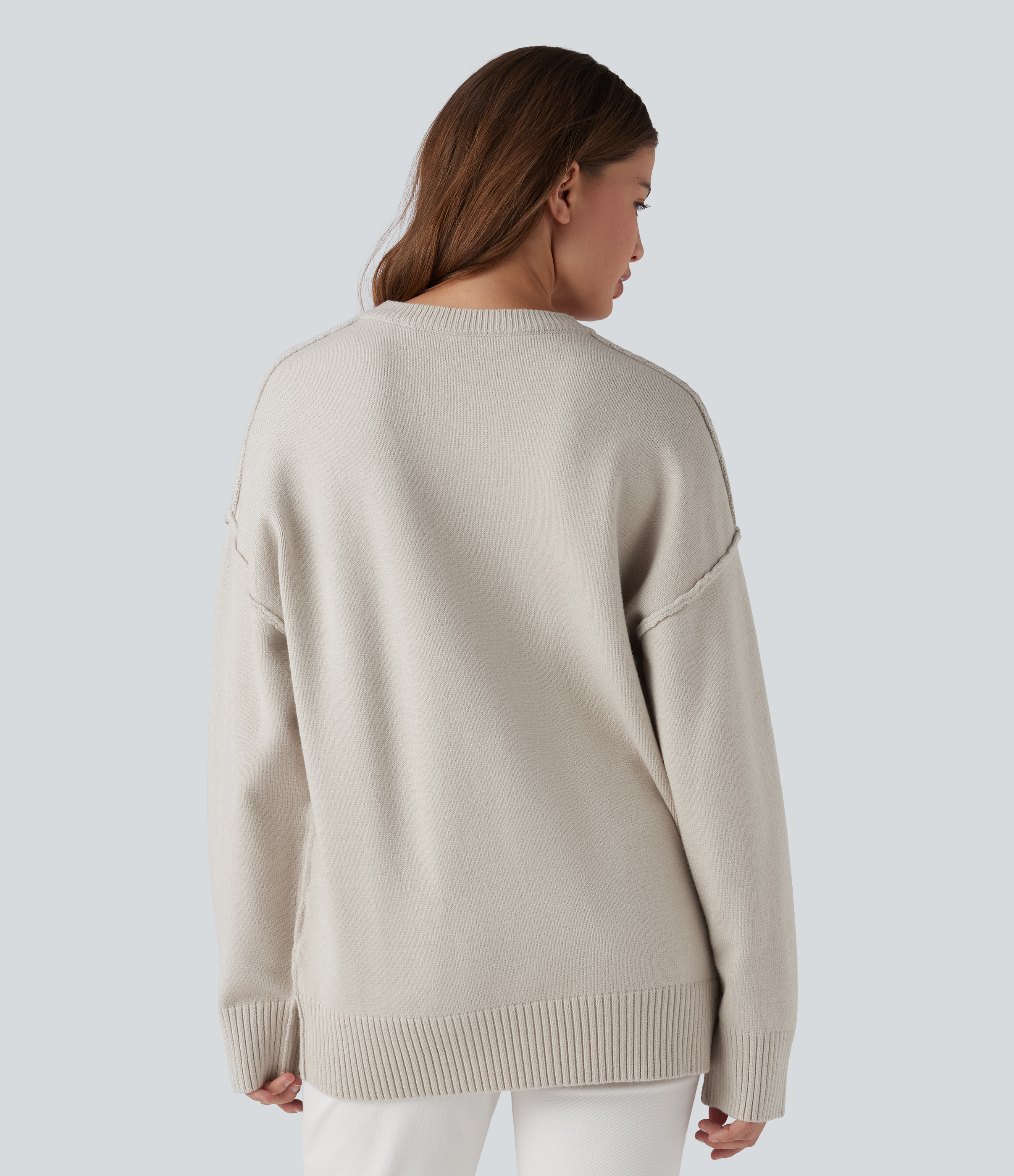 Silver Birch Lässiger Pullover mit Rundhalsausschnitt, überschnittenen Schultern und langen Ärmeln / 2