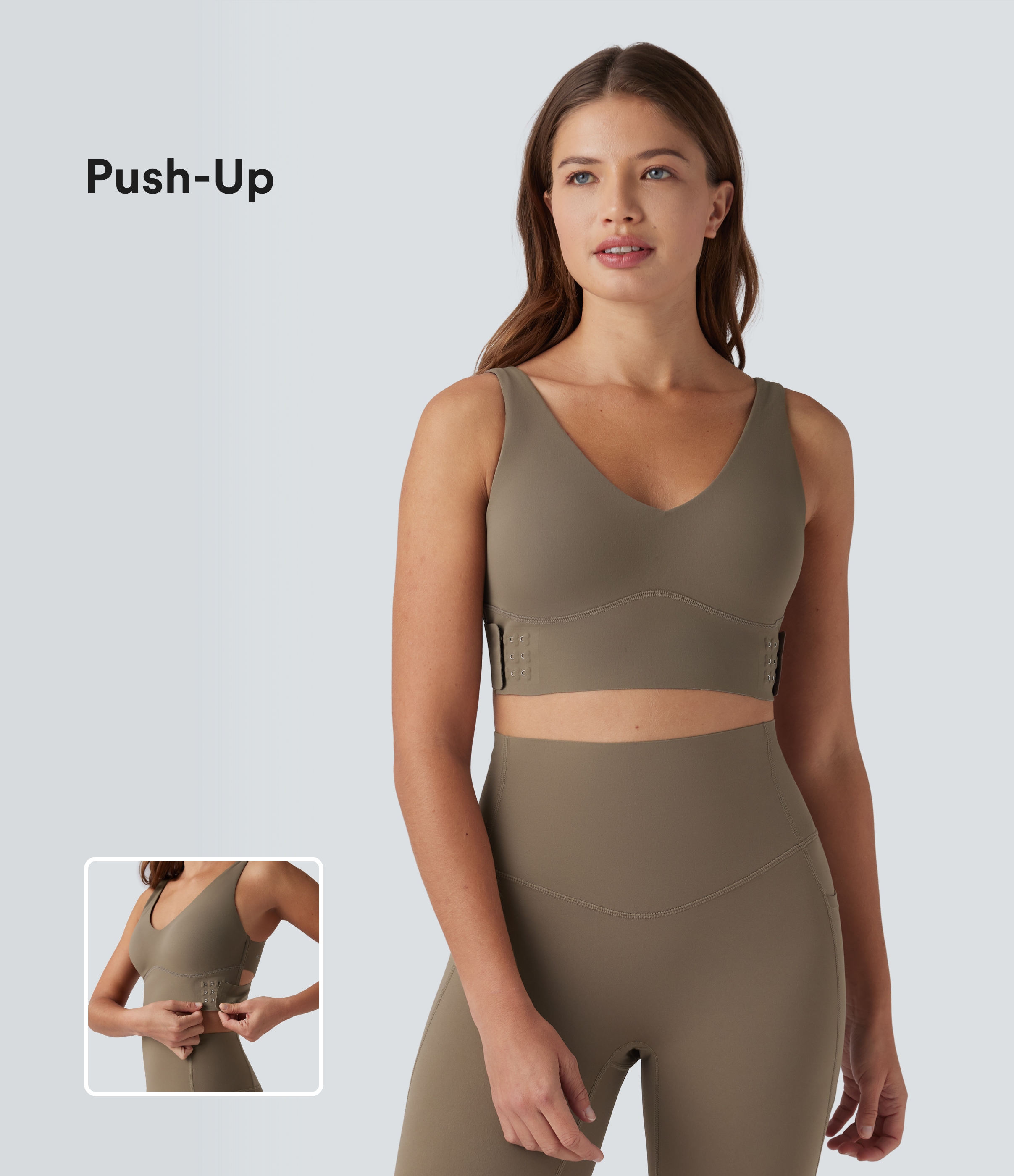 Halara UltraSculpt™ Brassière de sport push-up à maintien moyen et col en V