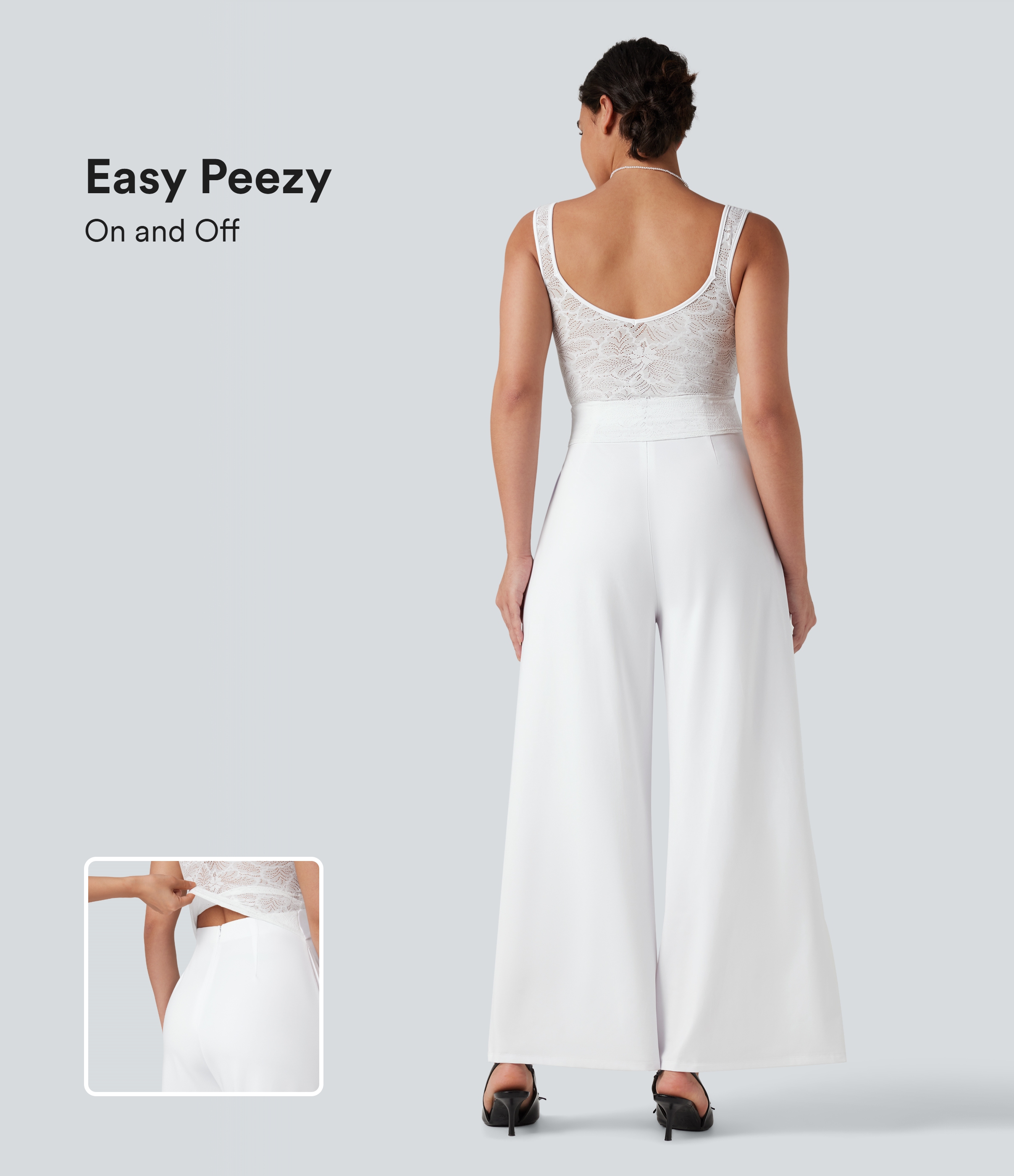 Sleeveless Contrast Lace Bridesmaid And Wedding Guest Jumpsuit with Pockets-Easy Peezy