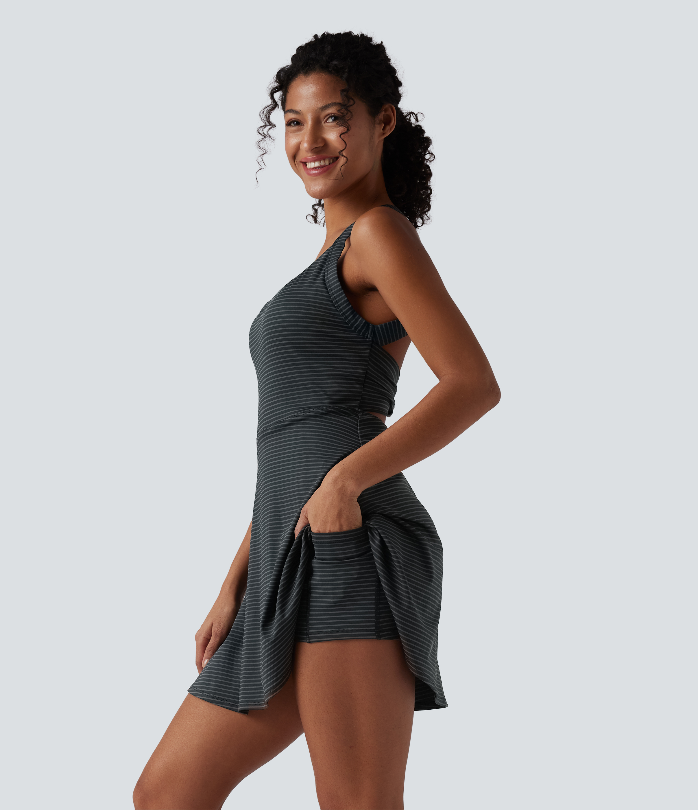 Halara Stripe 2-in-1 Mini Dance Active Dress-Easy Peezy Edition Workout Dress