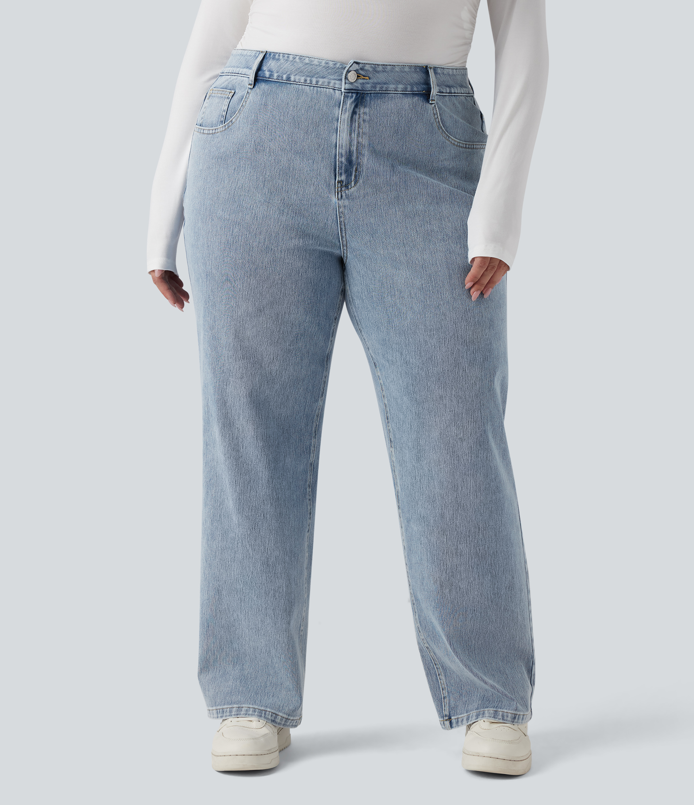 Halara Flex™ - Casual high-waisted jeans with multiple pockets and a straight leg - Plus-Size