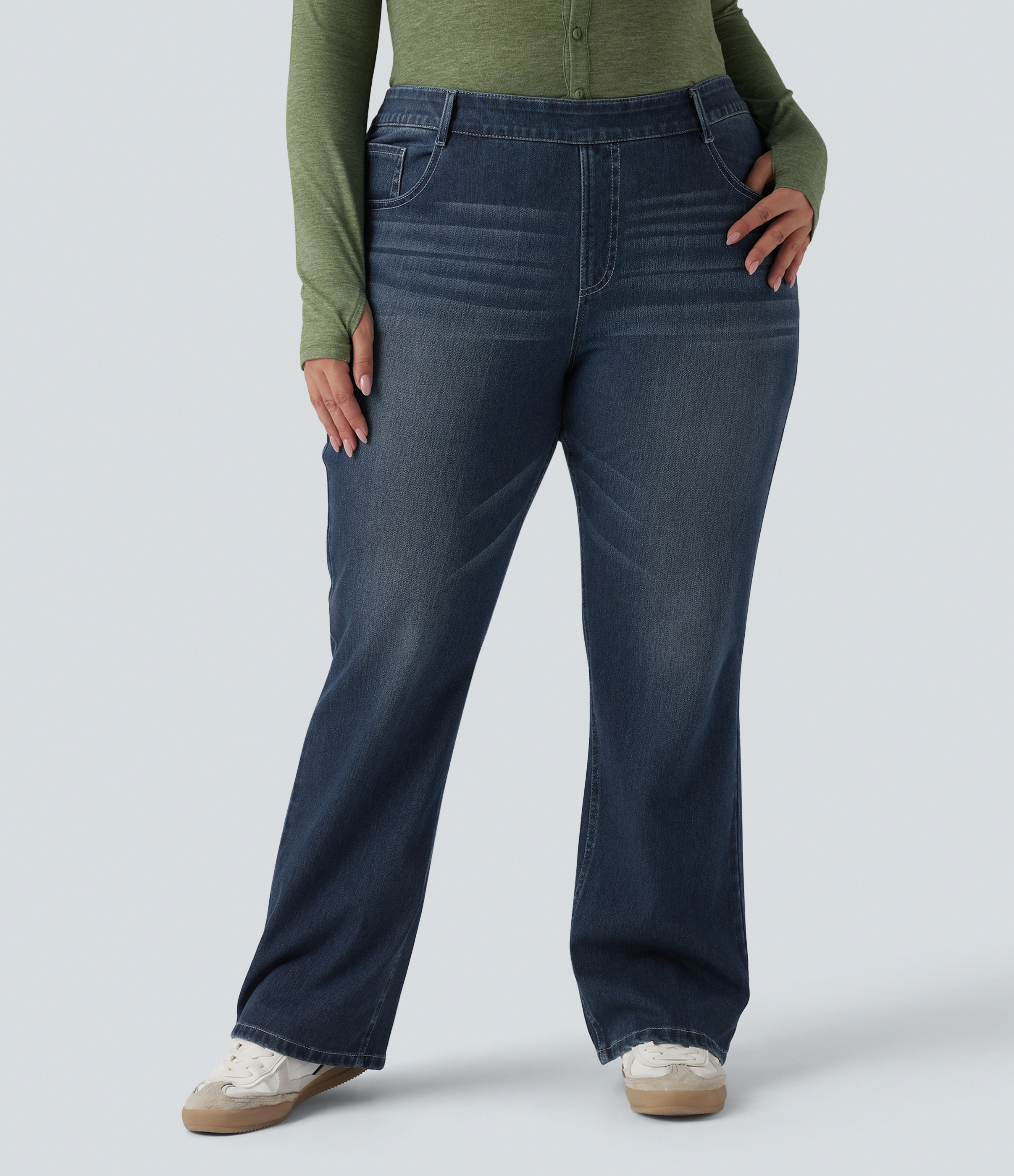 Women's Plus Size Halara Flex™ High Waisted Washed Casual Bootcut