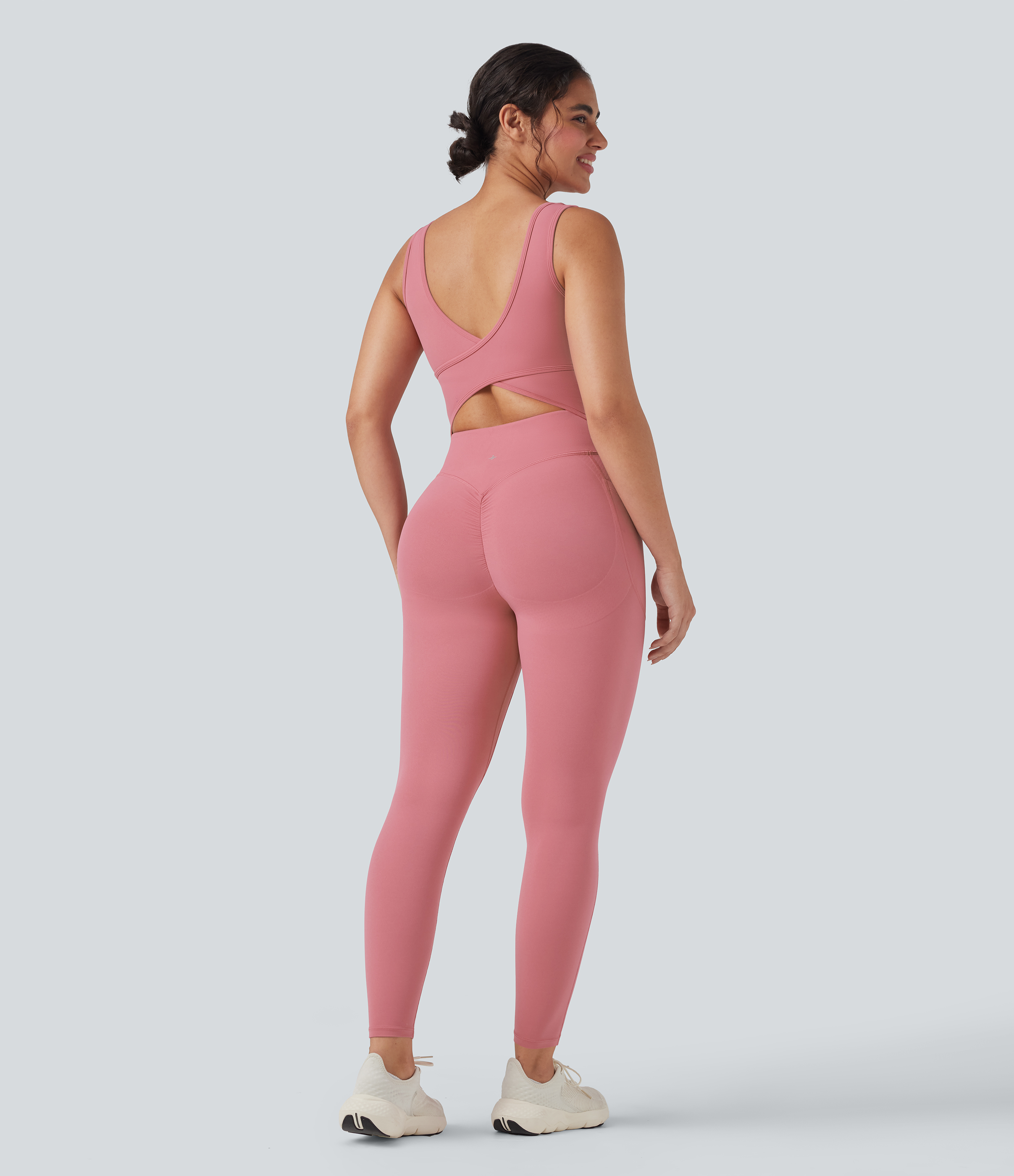 Halara UltraSculpt™ V Neck Tummy Control Butt Lifting Workout Jumpsuit with Pockets