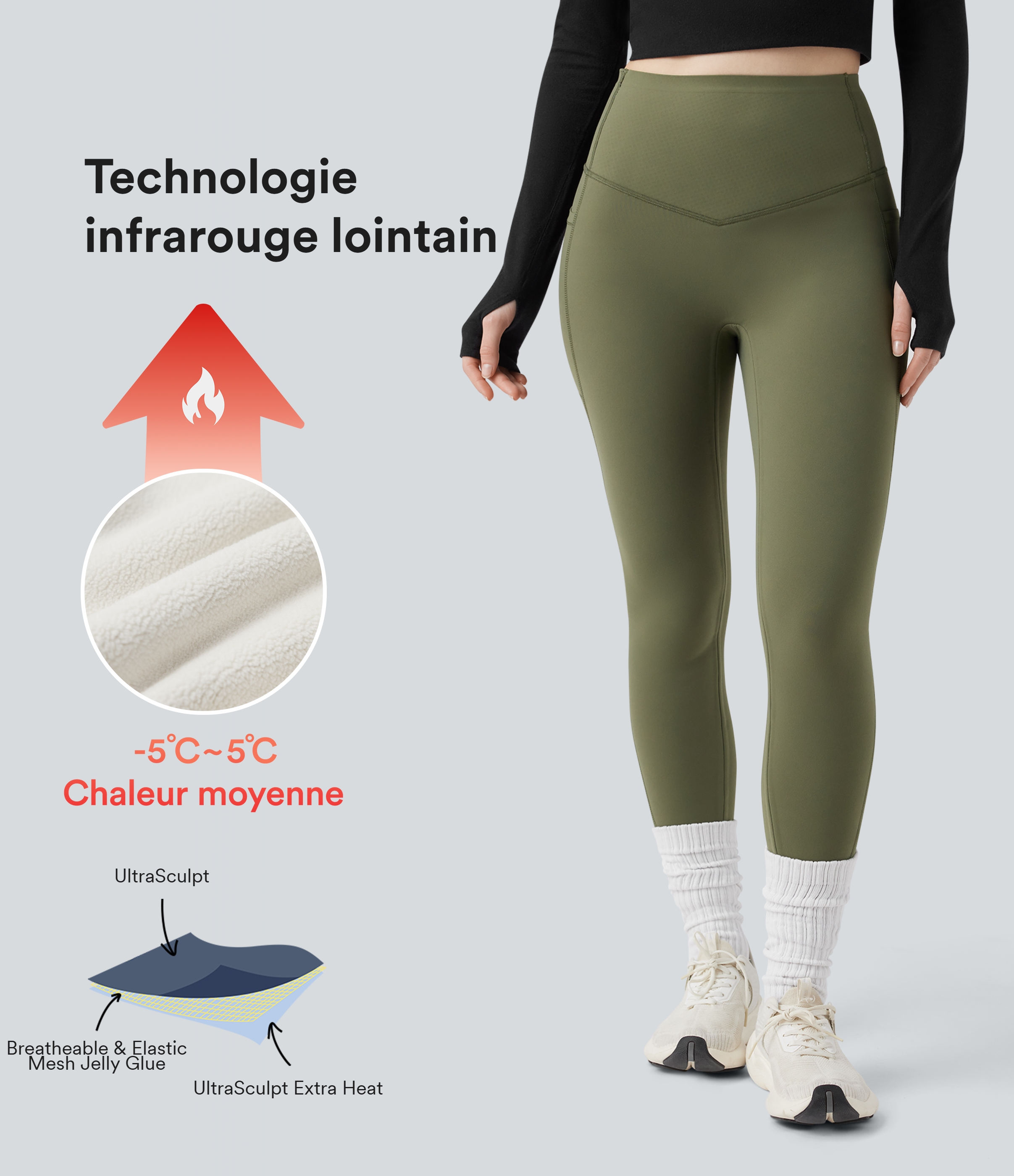 Legging de yoga gainant taille haute extra chaud Halara UltraSculpt™ avec poches
