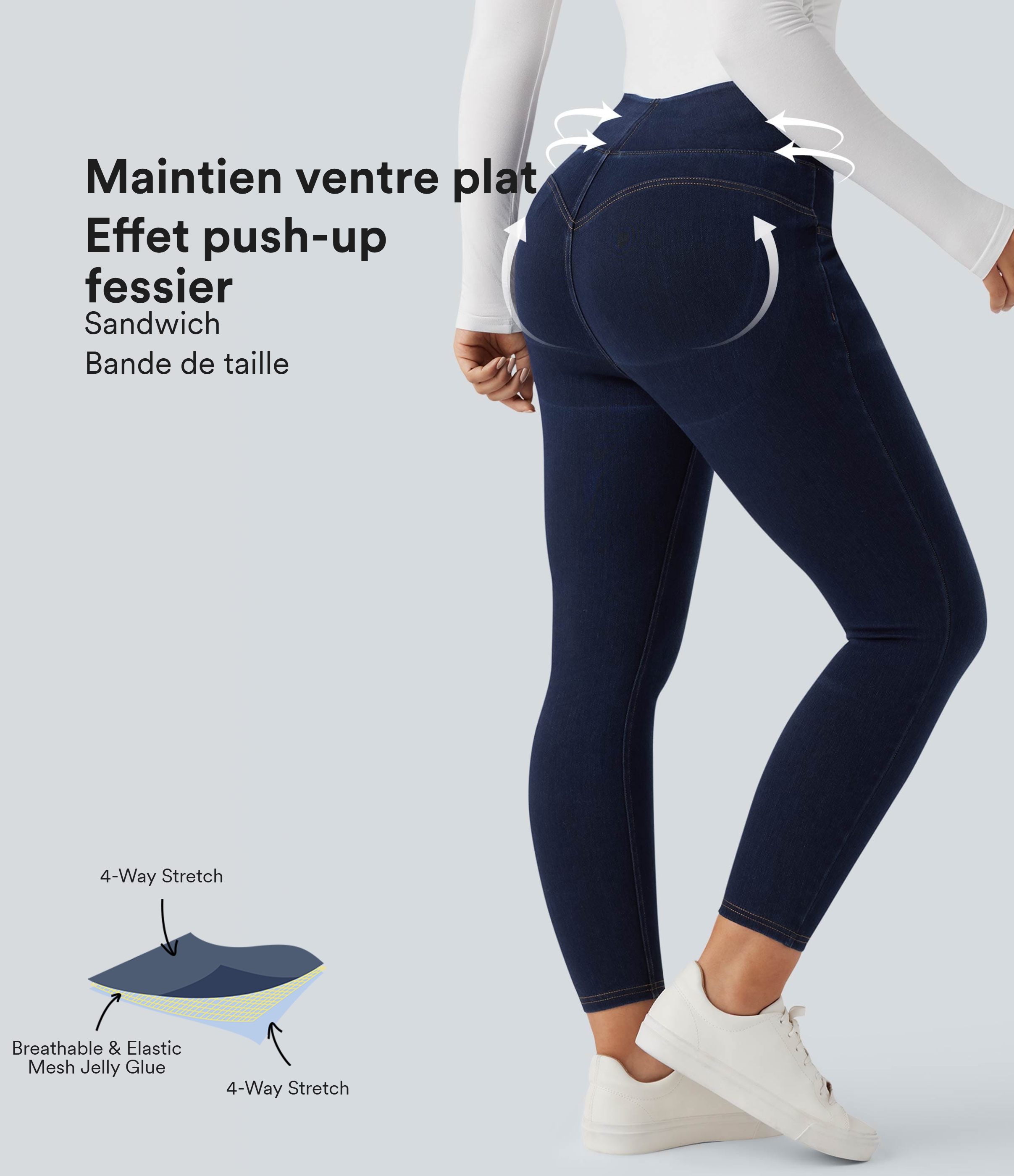 Legging en denim gainant taille haute effet push-up Halara Flex™ avec poches