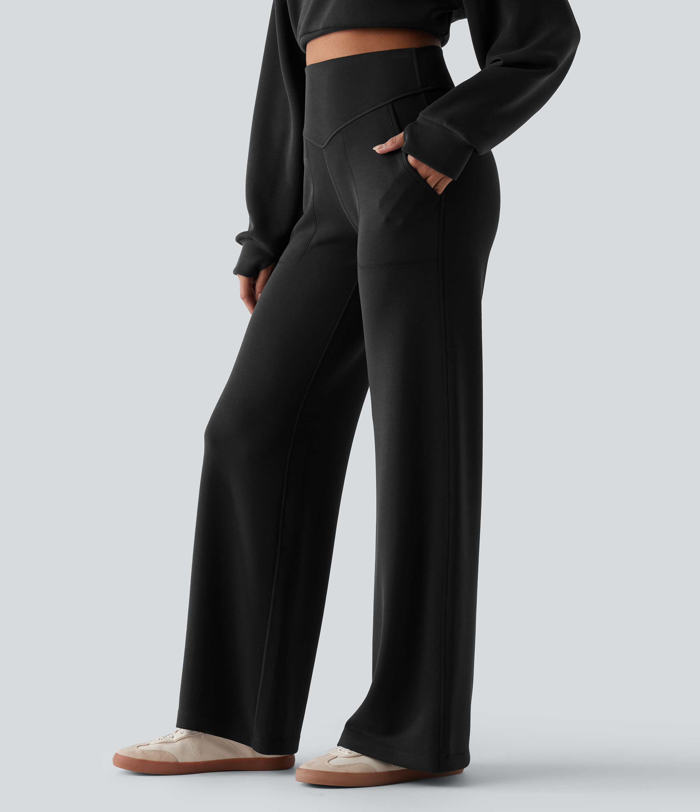 High Waisted Casual Baggy Pants with Pockets
