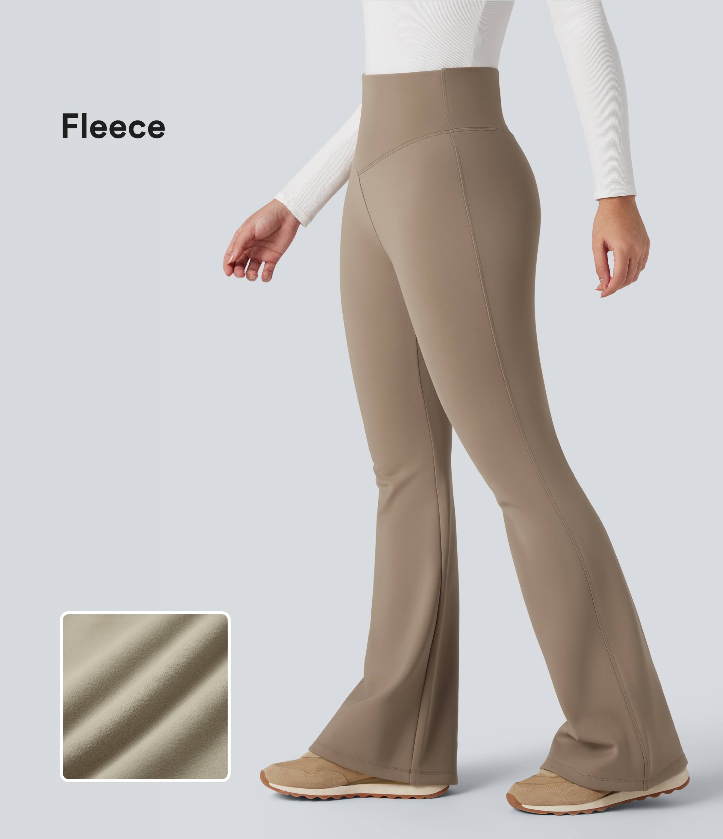 Flare-Yoga-Leggings aus Fleece mit hohem Bund