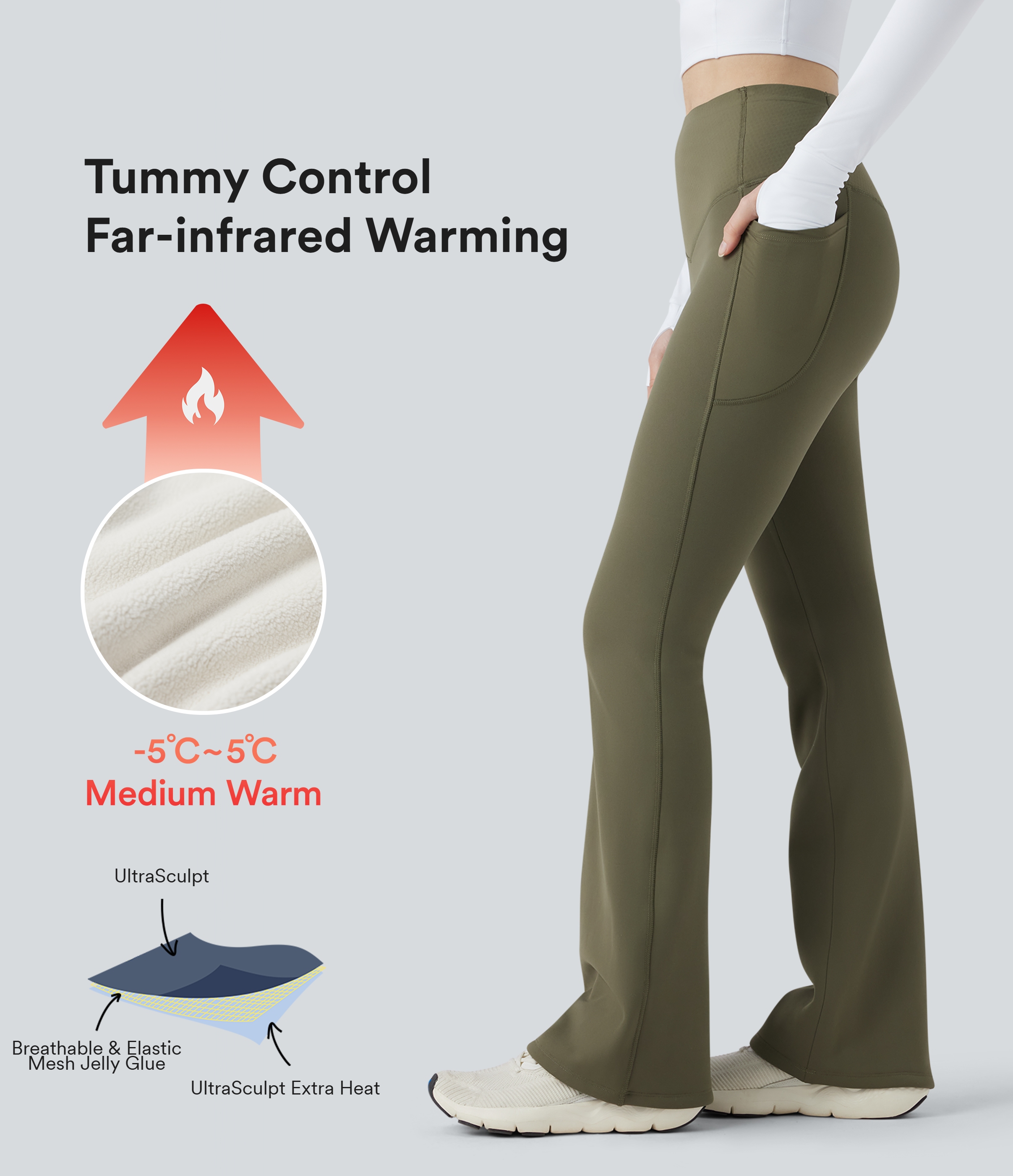 Halara UltraSculpt™ Extra Heat High Waisted Tummy Control Yoga Bootcut Leggings with Pockets