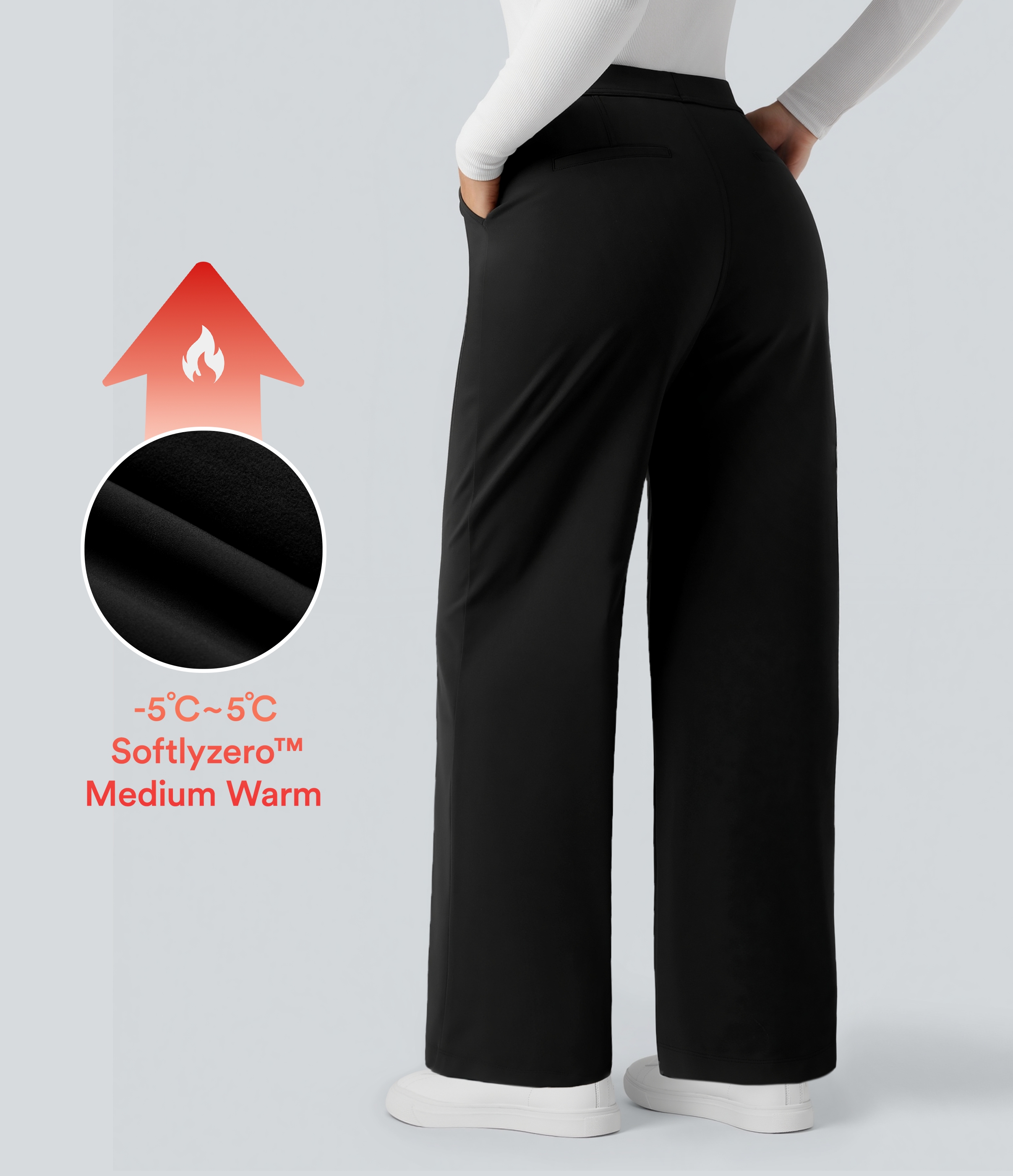 SoftlyZero™ Plush Thermal High Waisted Straight Leg Work Pants with Pockets
