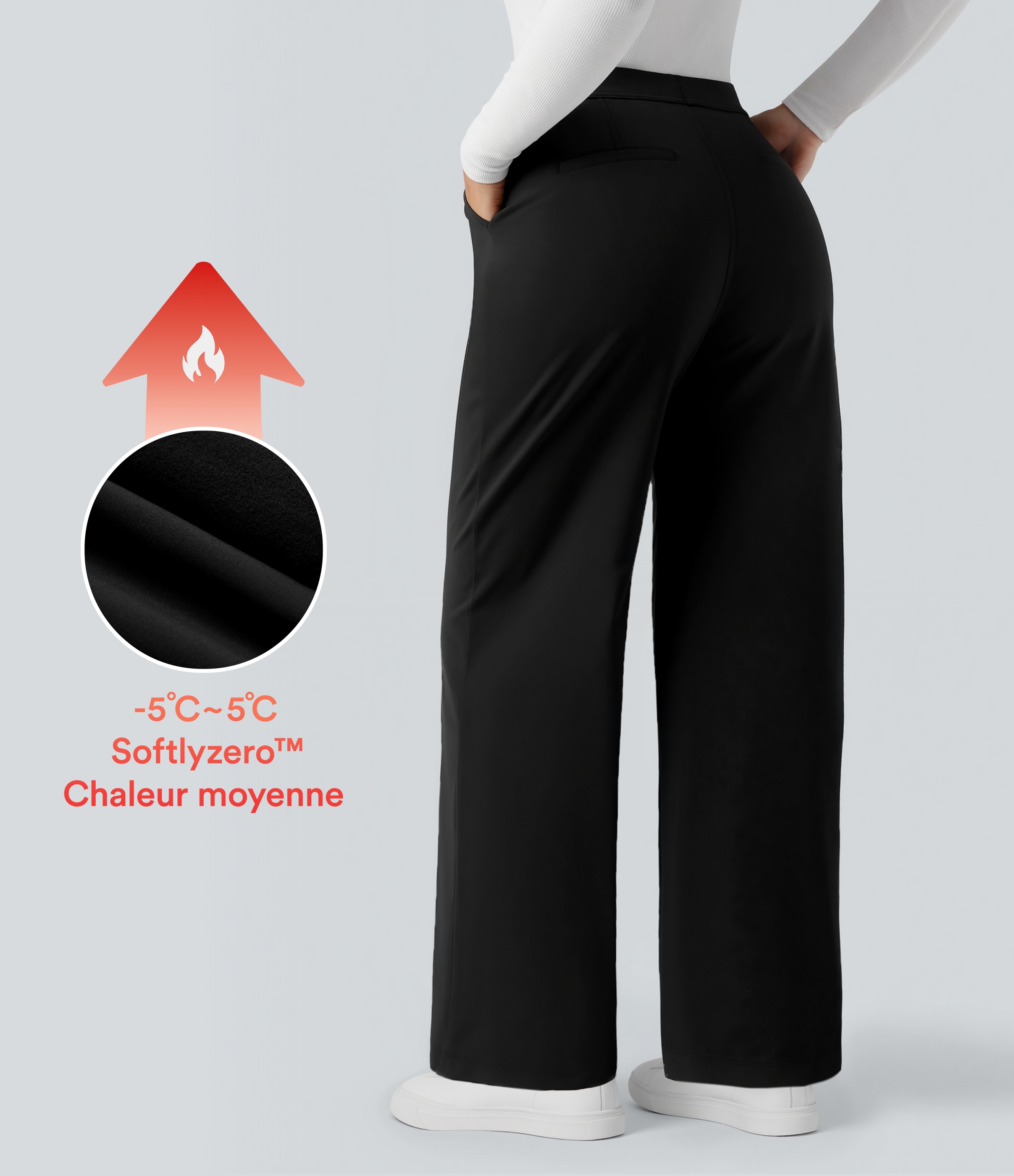 SoftlyZero™ Plüsch-Thermo-Arbeitshose mit hohem Bund, geradem Bein und Taschen