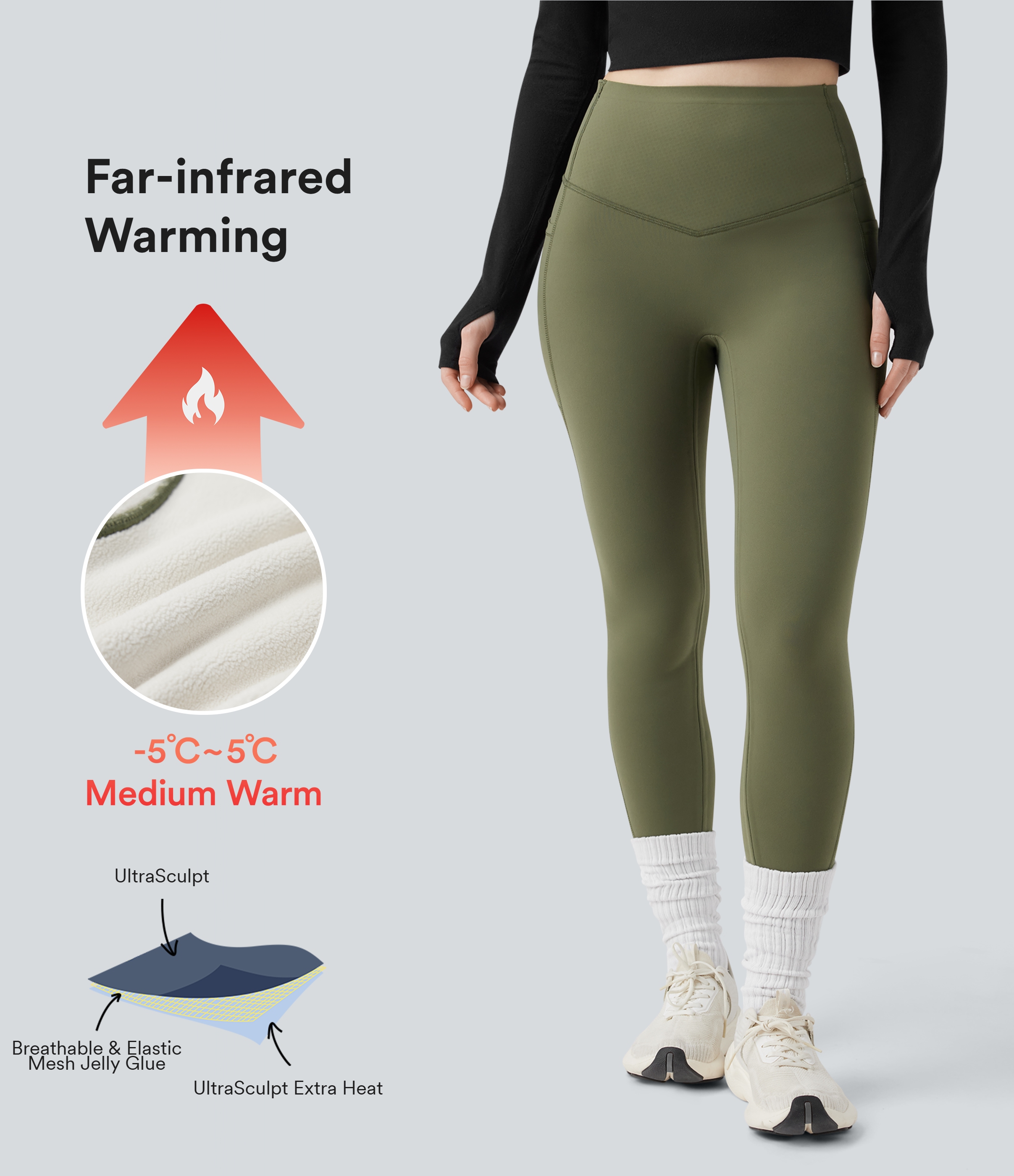 Halara UltraSculpt™ Extra Heat High Waisted Tummy Control Shaping Yoga Leggings with Pockets