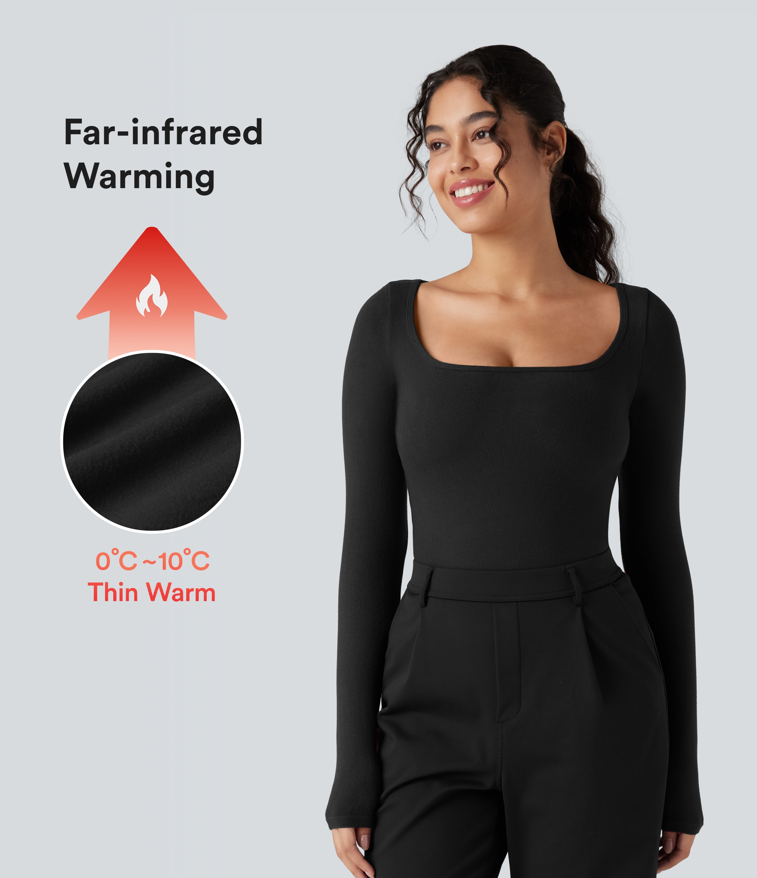Halara HeatCore Scoop Neck Long Sleeve Work Warming T-Shirt