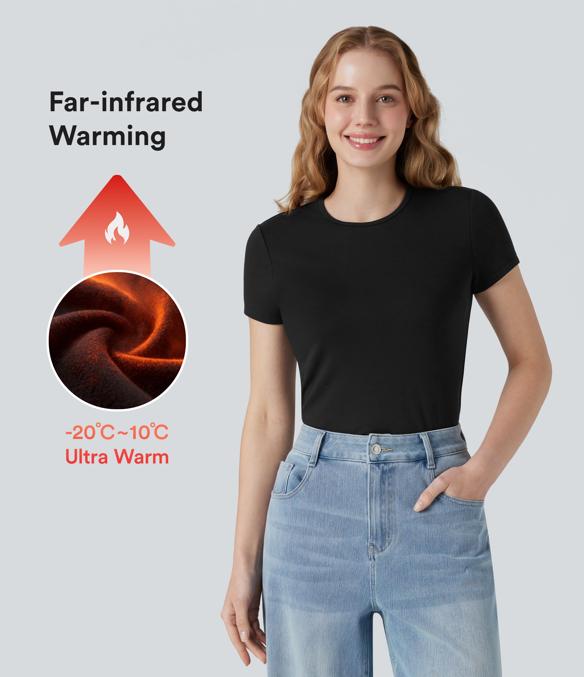 Halara HeatCore Round Neck Short Sleeve Casual Warming T-Shirt
