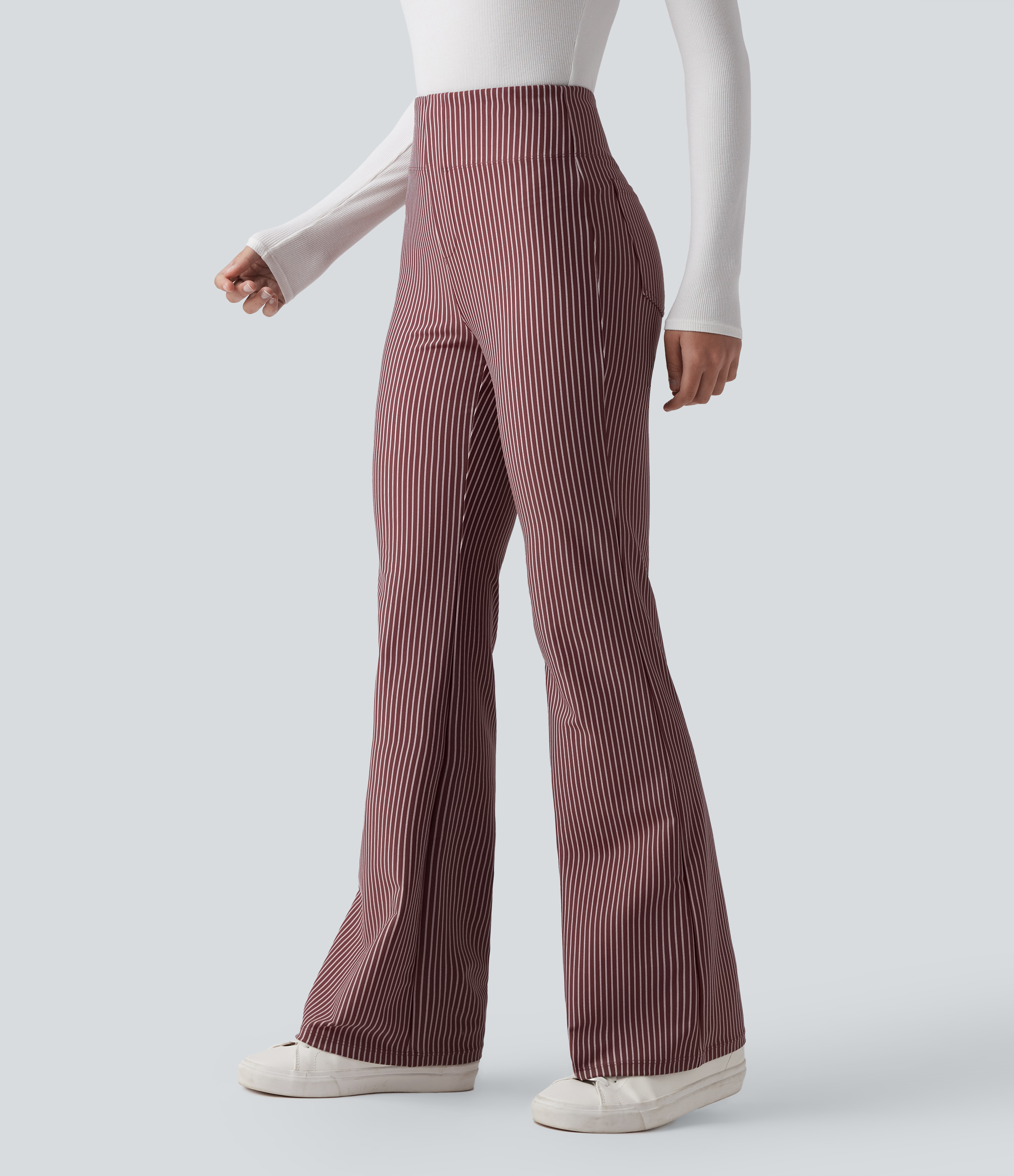 Halara Flex™ High Waisted Striped Work Flare Pants with Pockets