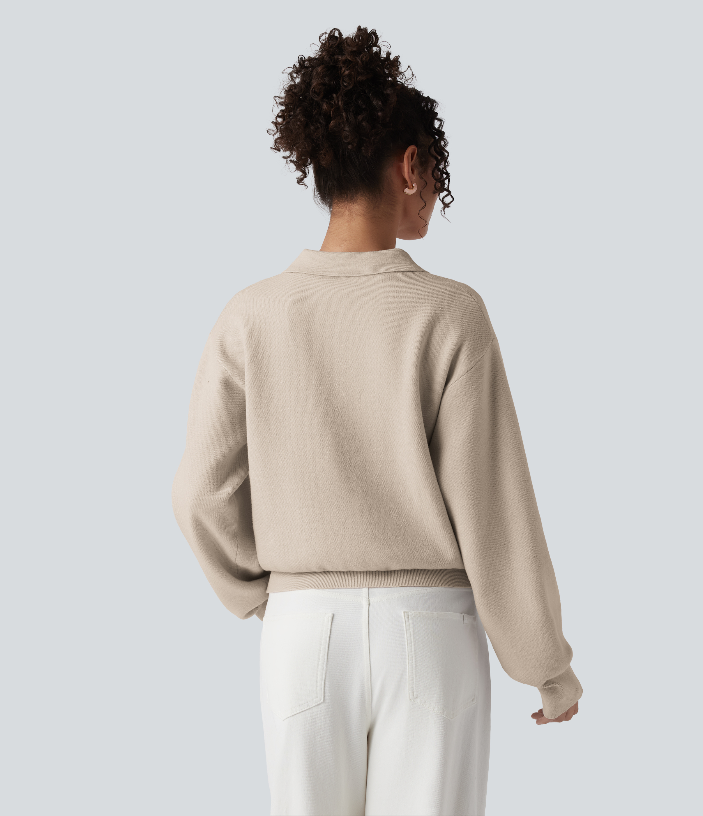 Cement Pocket Long Sleeve Casual Jumper / 2