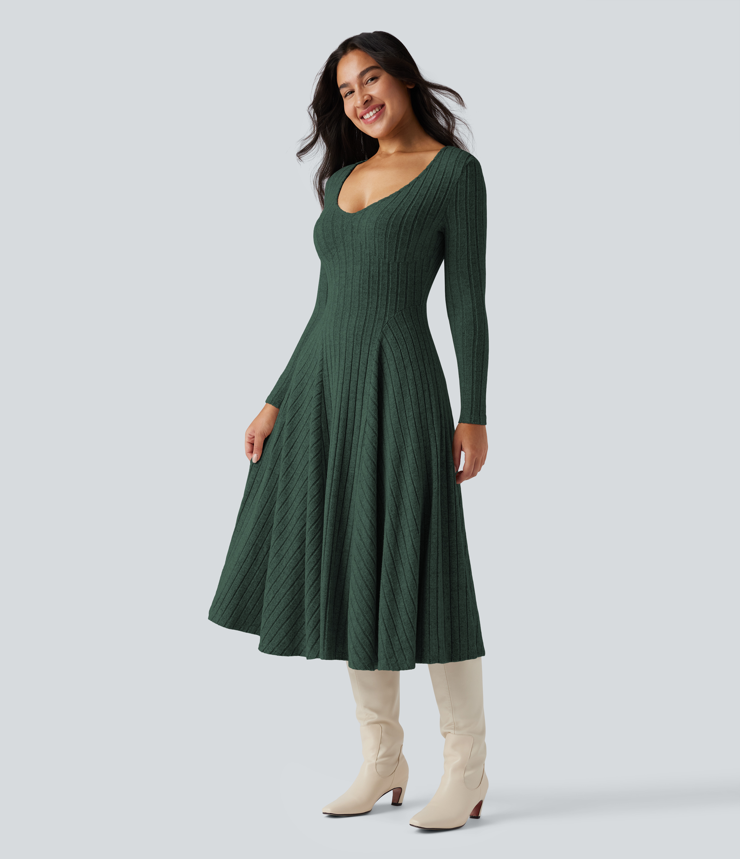 chinese dress ladies White Knit Dress Long Sleeve