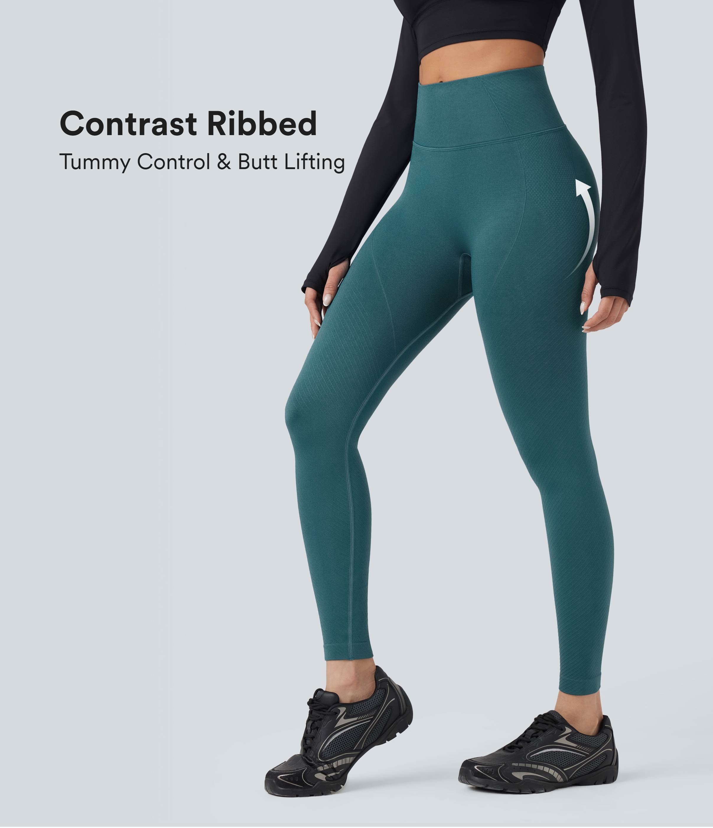 OneForm Seamless Flow High Waisted Tummy Control Butt Lifting Yoga 7/8 Leggings