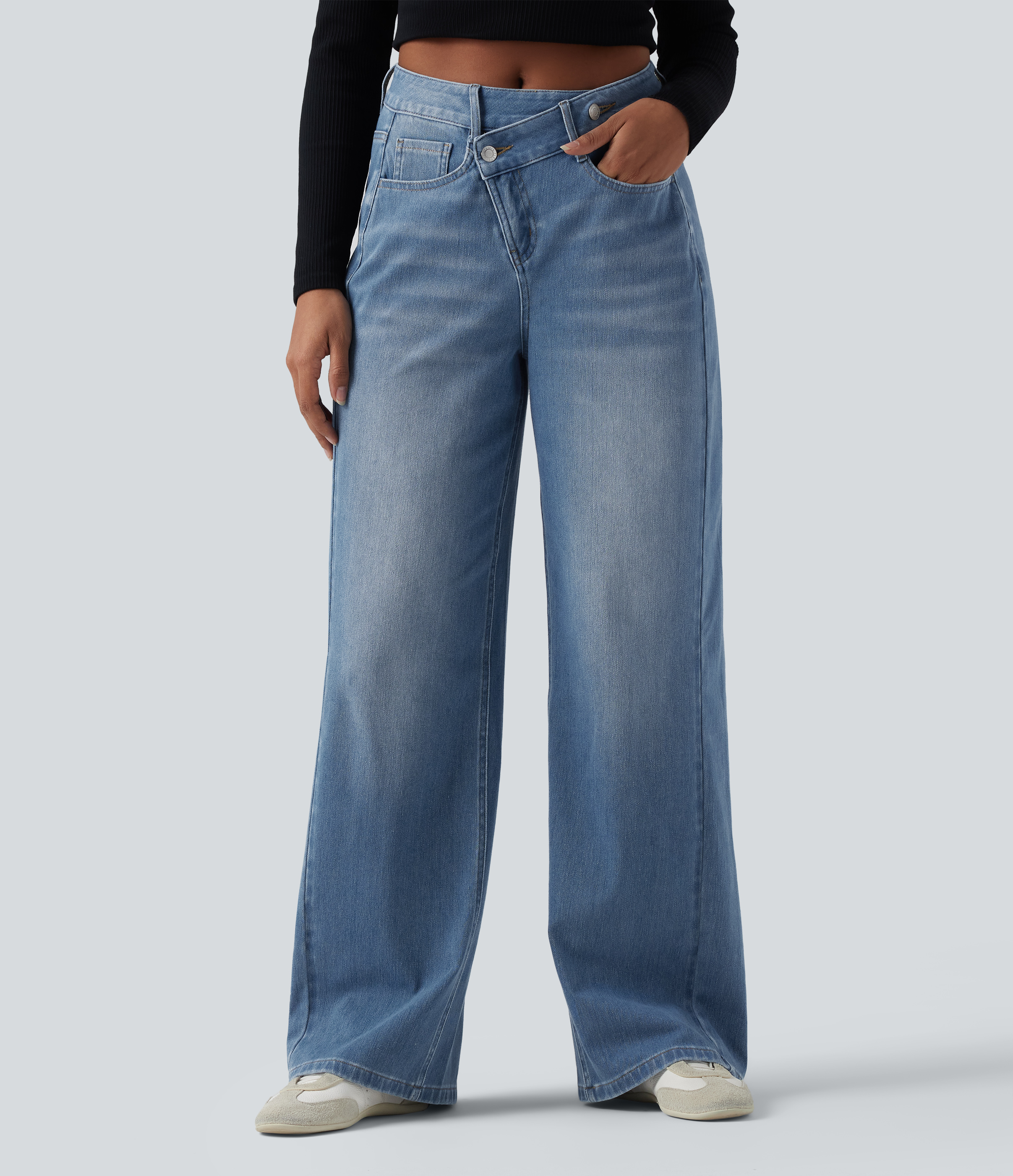 Women's Halara Flex™ Asymmetric High Waisted Washed Casual Baggy