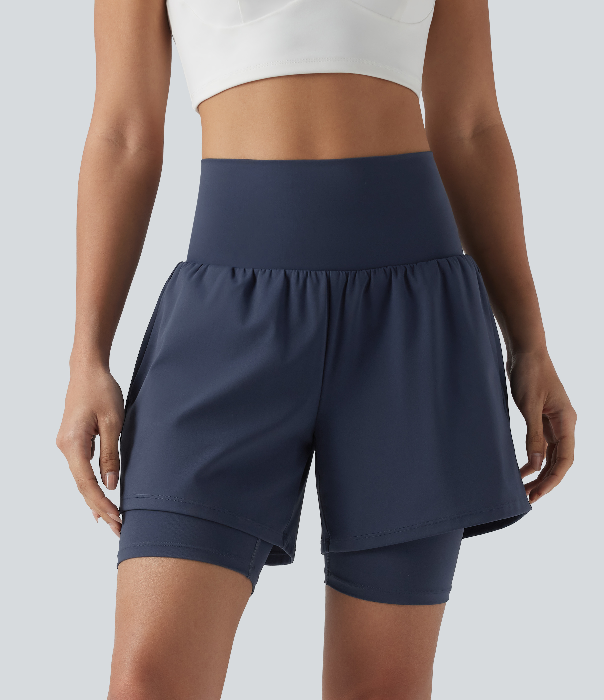 SoftlyZero™ Airy Super High Waisted 2-in-1 InstantCool Yoga Shorts 7'' with Pockets