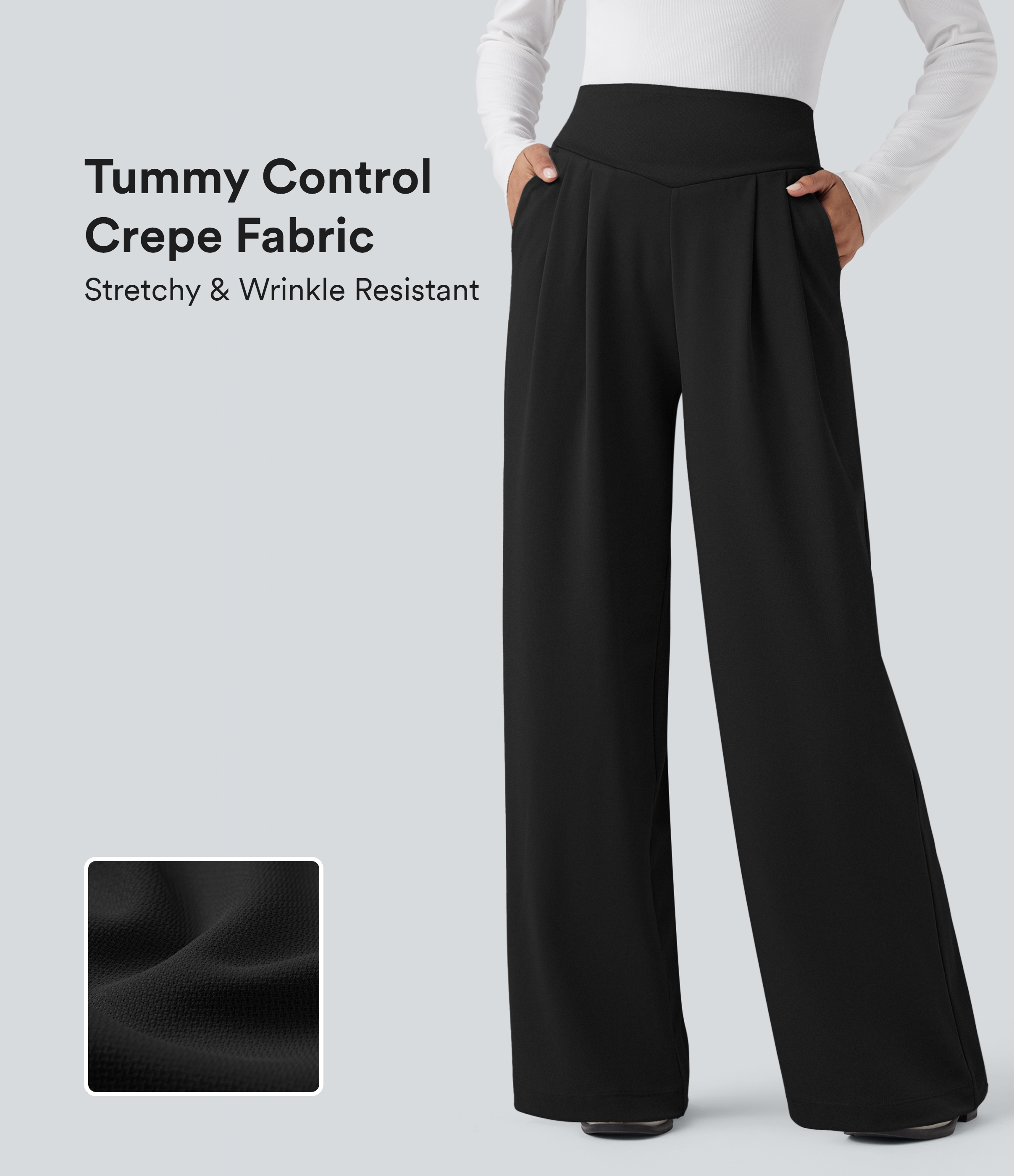 Halara Flex™ High Waisted Tummy Control Crepe Work Straight Leg Pants with Pockets