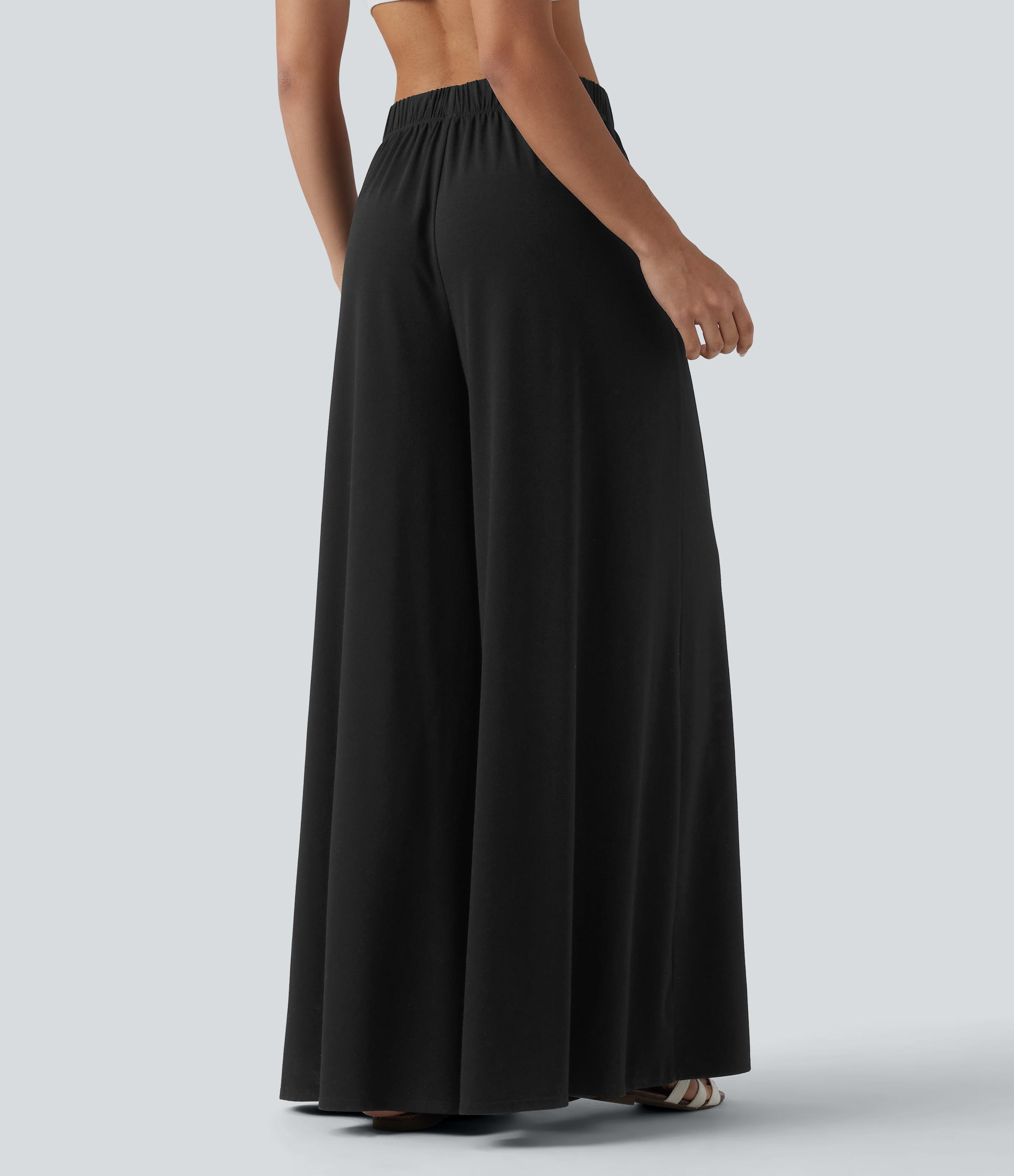 High Waisted Resort Flowy Baggy Pants with Pockets