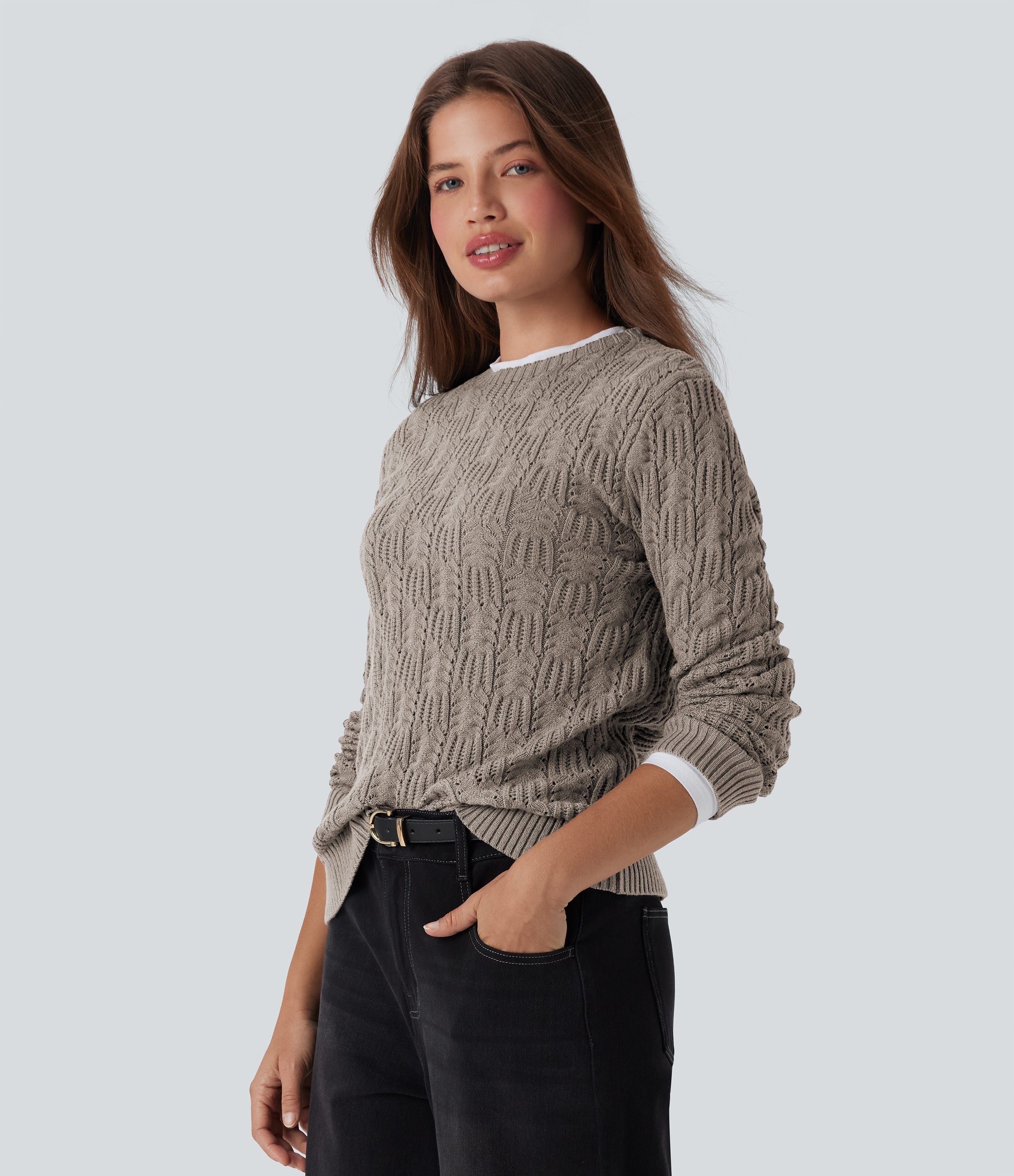 Pull Décontracté à Col Rond et Manches Longues