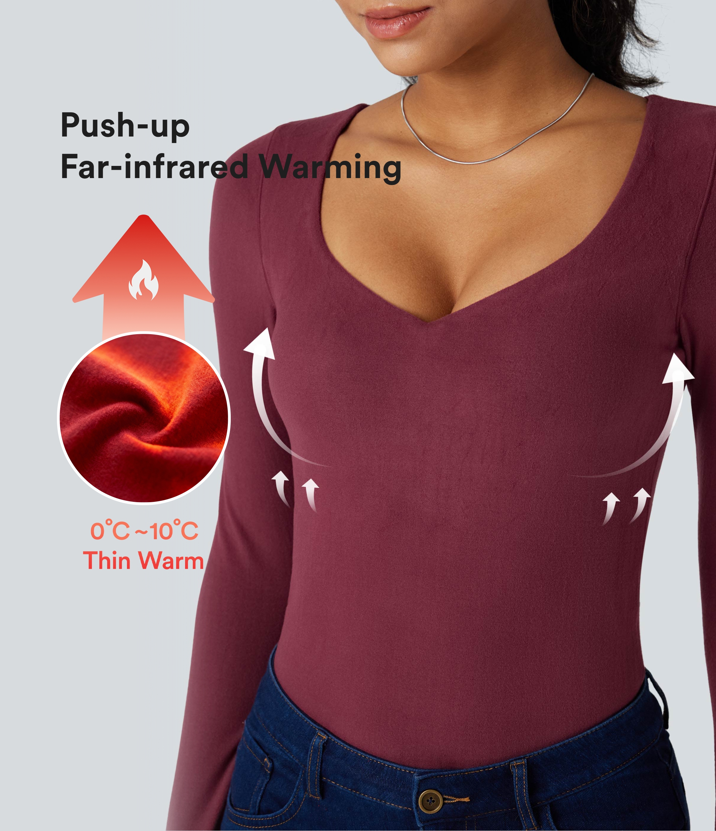 Halara HeatCore Push-Up Long Sleeve Casual Warming Top A/B Cup
