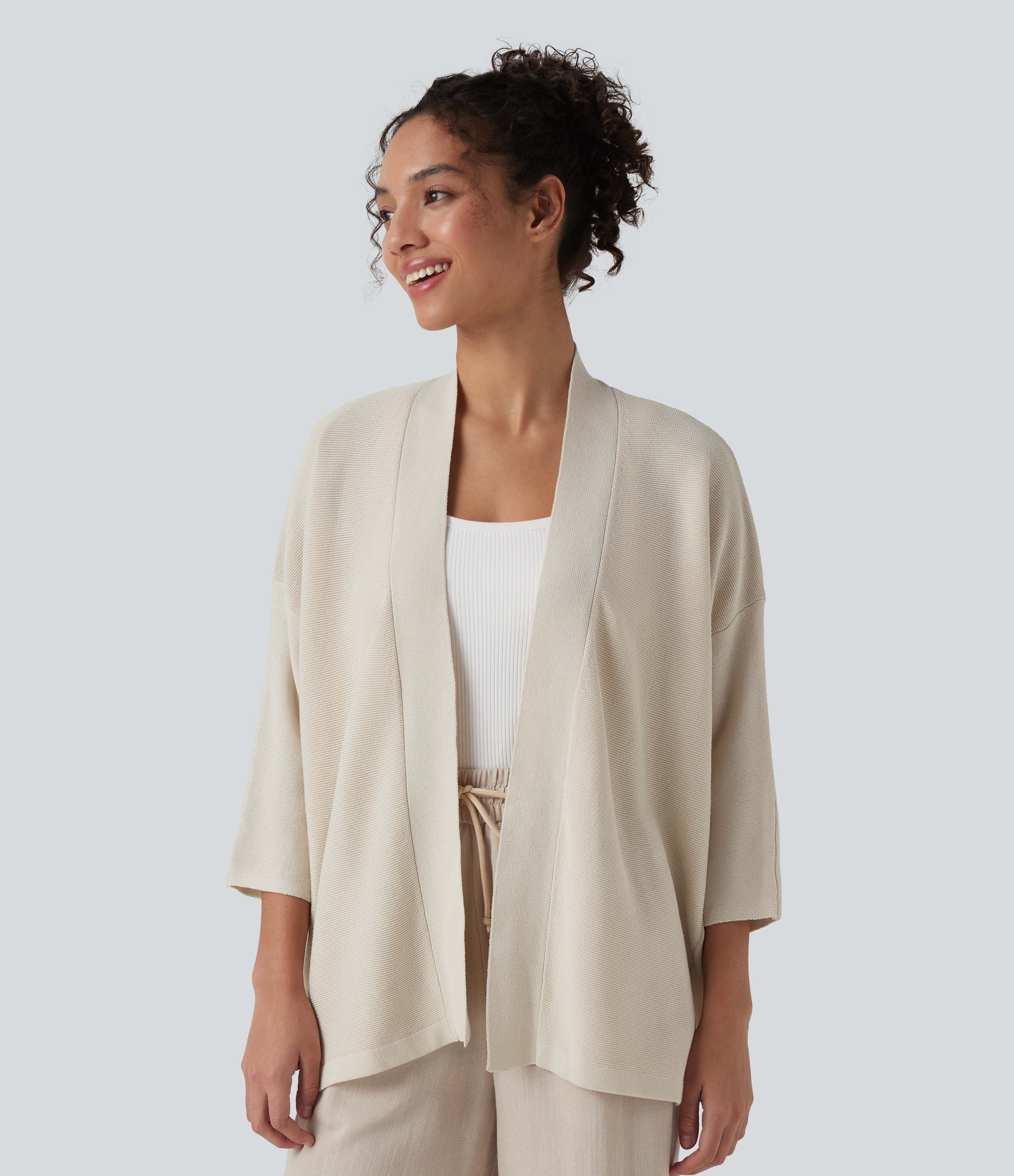 Gilet décontracté ouvert à manches 3/4