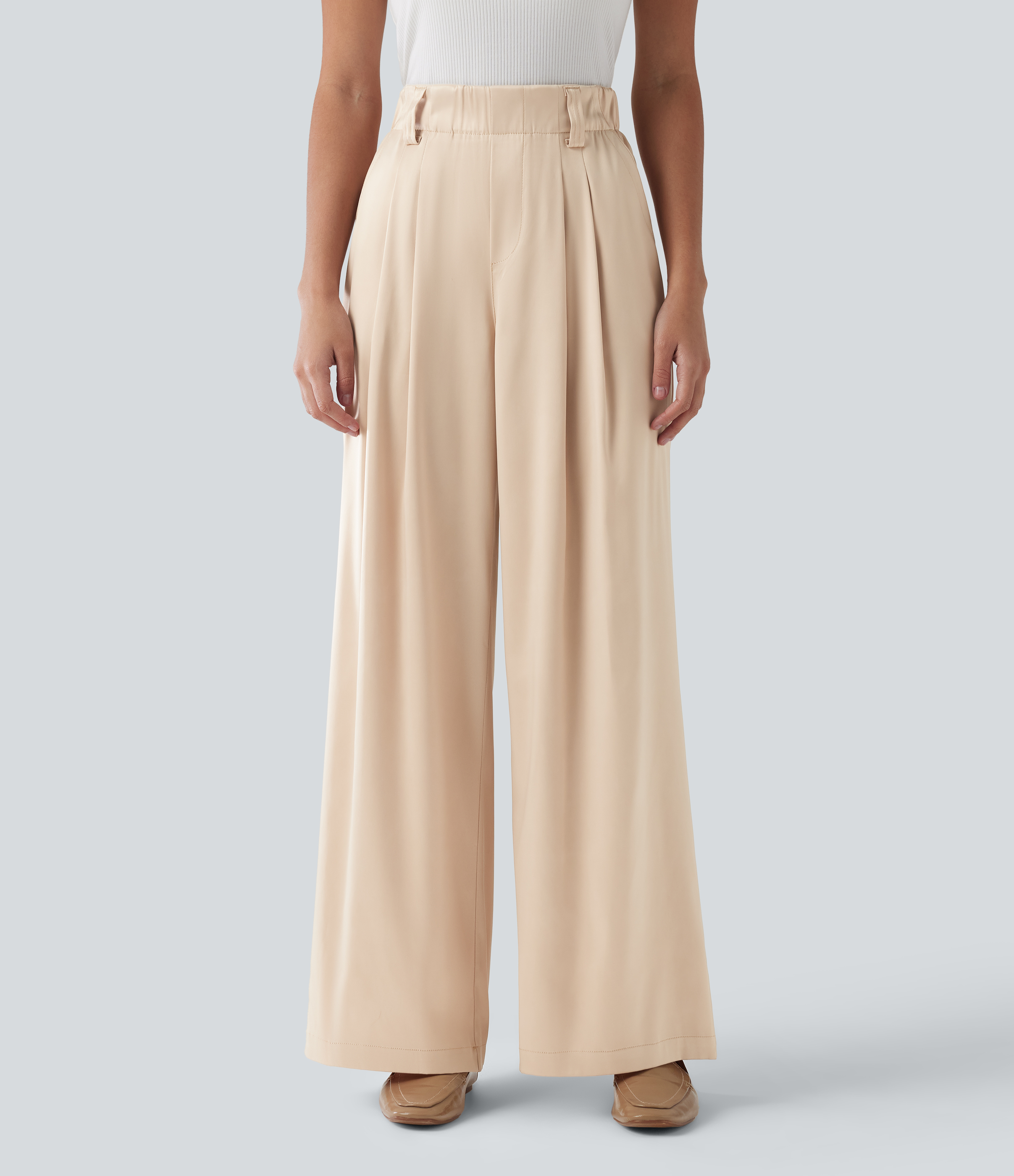 Halara Flex™ High Waisted Wide Leg Satin Work Pants with Pockets