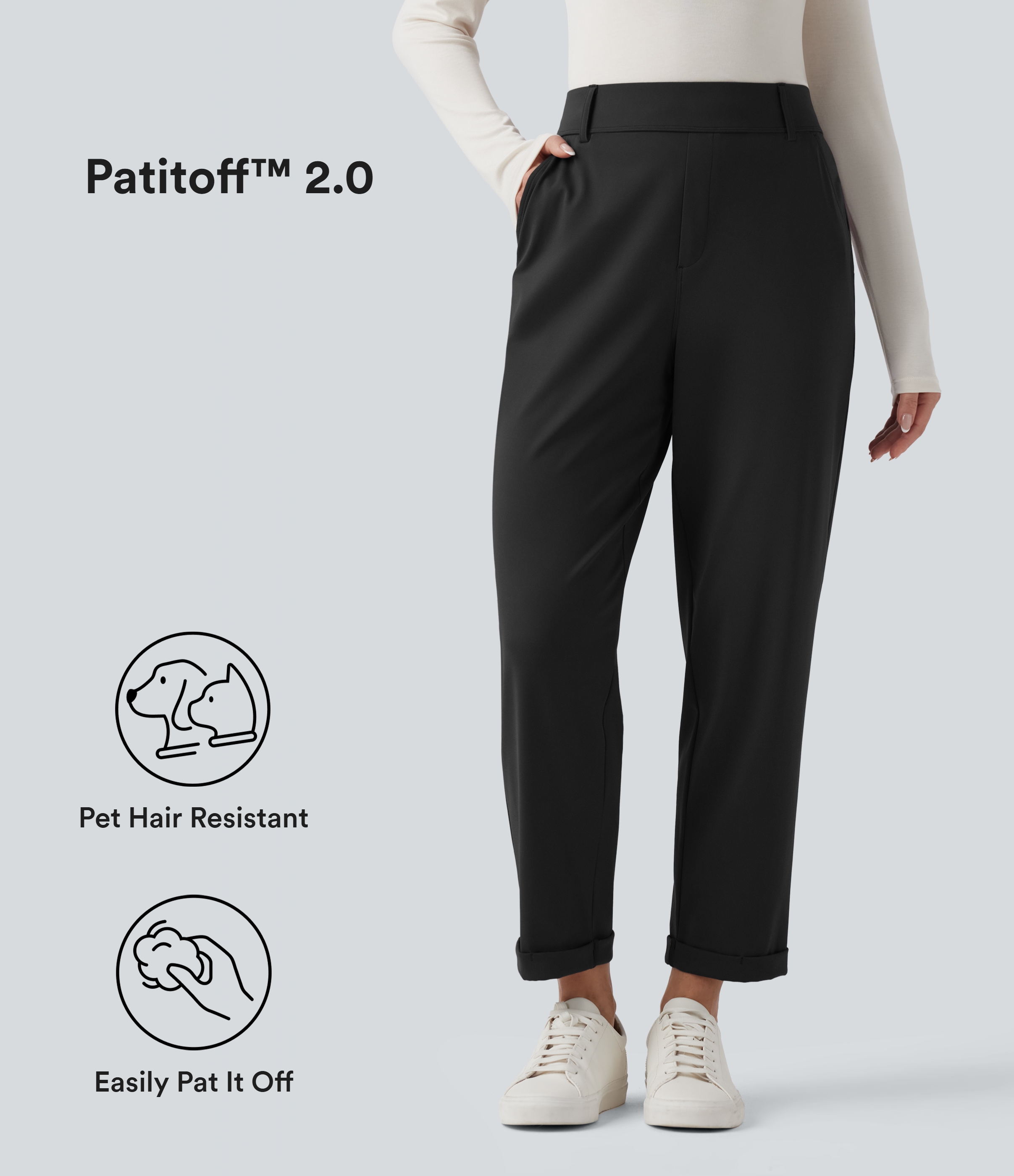 Patitoff™ 2.0 - Lässige, schmal zulaufende Hose mit hohem Bund und Seitentaschen - tierhaarabweisend