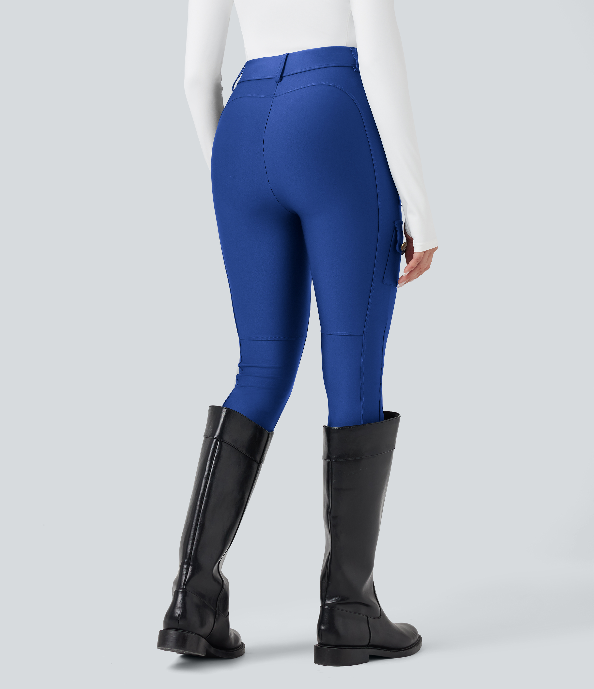 Beaucoup Blue High Waisted Sheen 7/8 Leggings with Pockets / 2