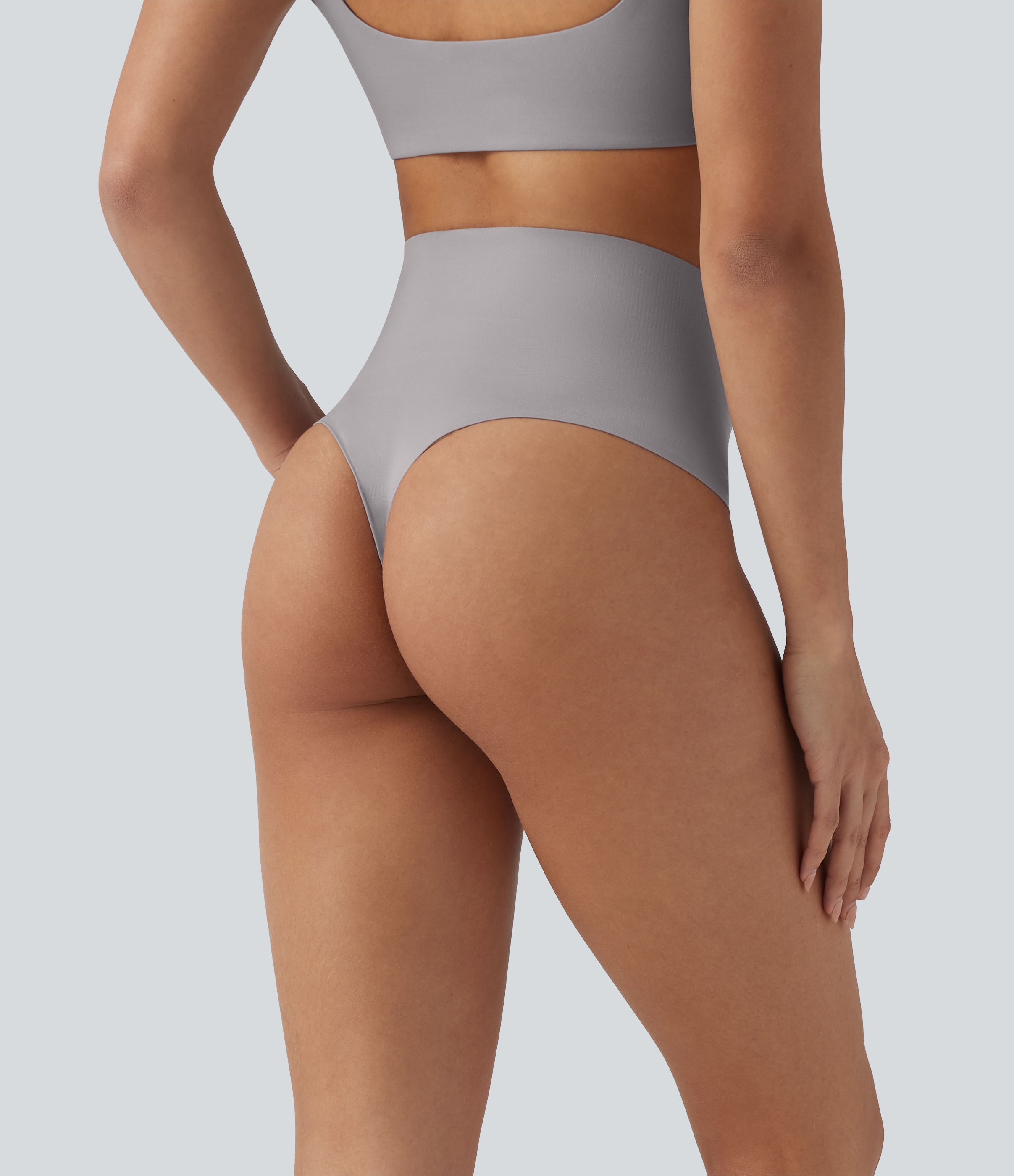Steel Gray Fio dental de cintura alta com controle da barriga - roupa íntima lounge / 2