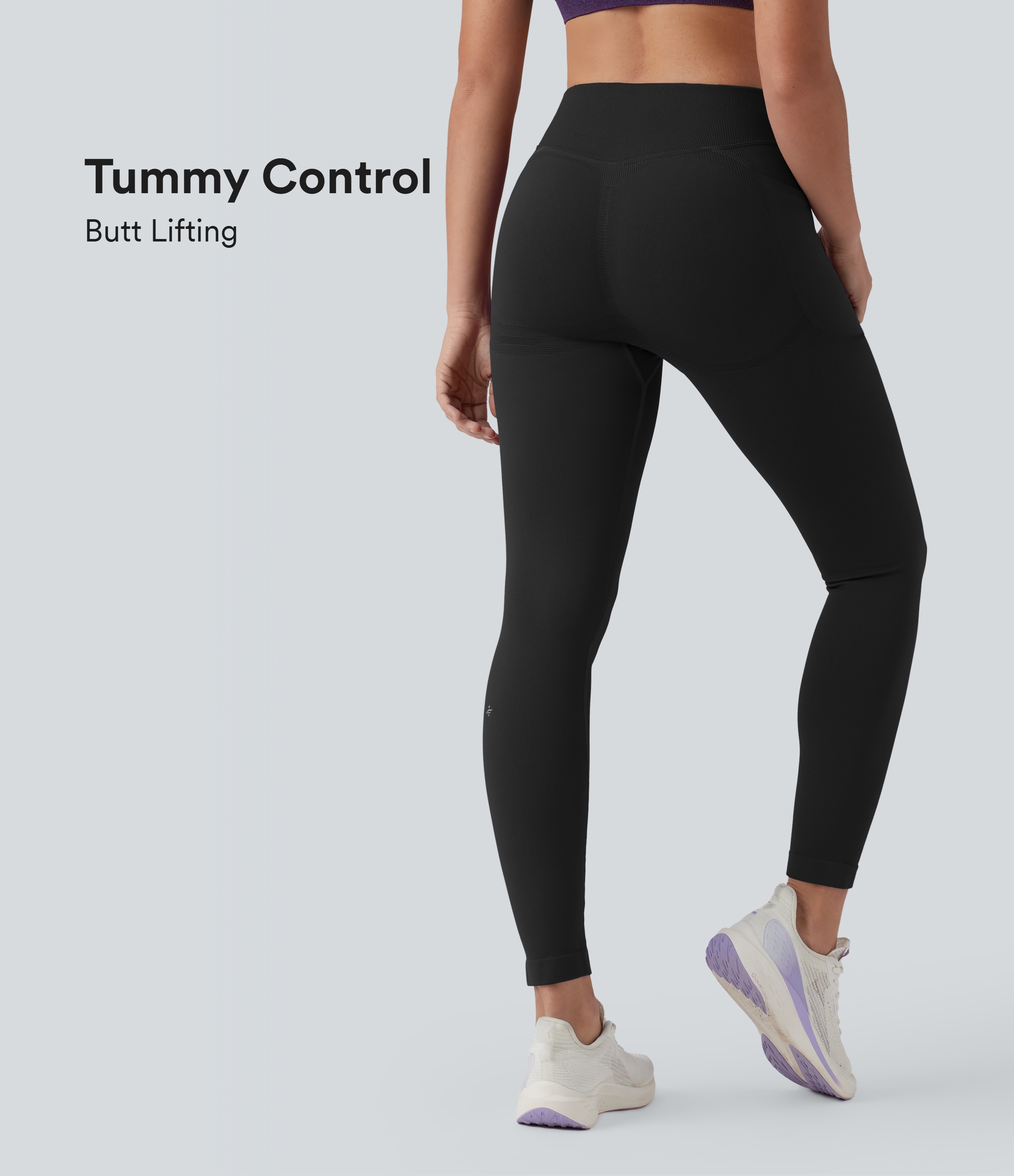 OneForm Seamless Flow High Waisted Tummy Control Butt Lifting Yoga 7/8 Leggings with Pockets