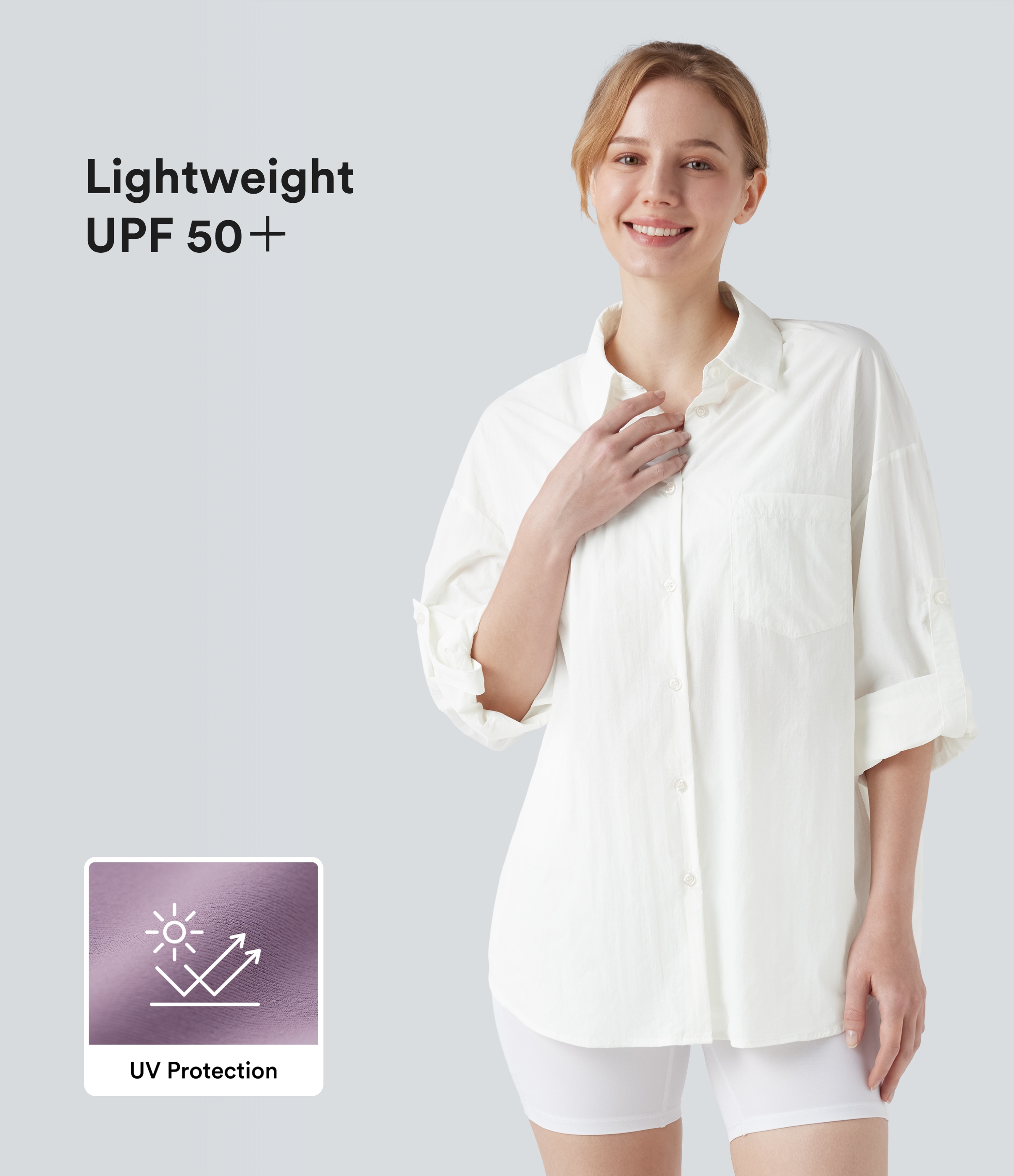 UV Protection Lightweight Breathable Roll-Up Long Sleeve outdoor Shirt-UPF50+