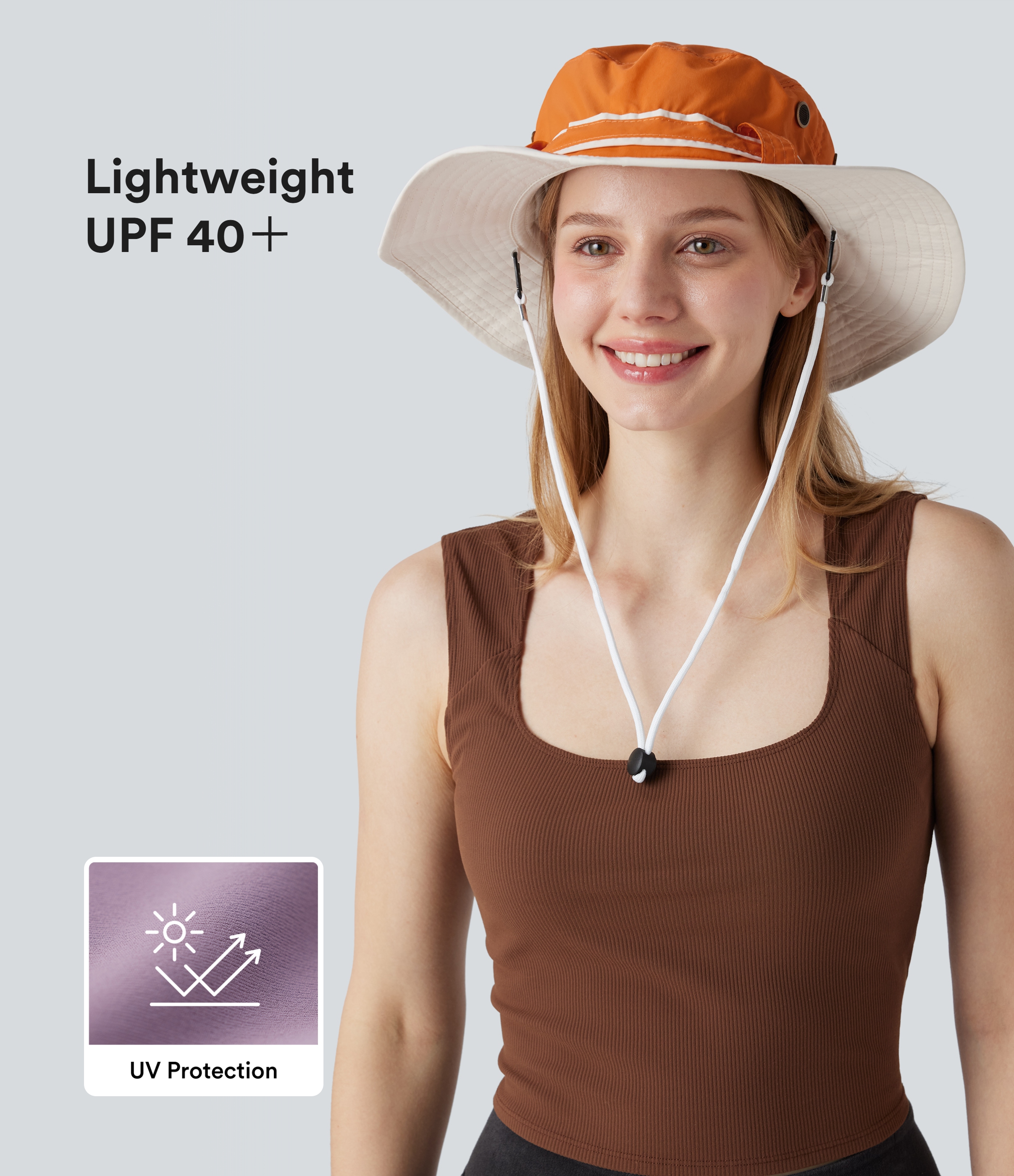 UV Protection Lightweight Easy-to-Pack Wide Brim Adjustable Casual Sun Hat-UPF40+