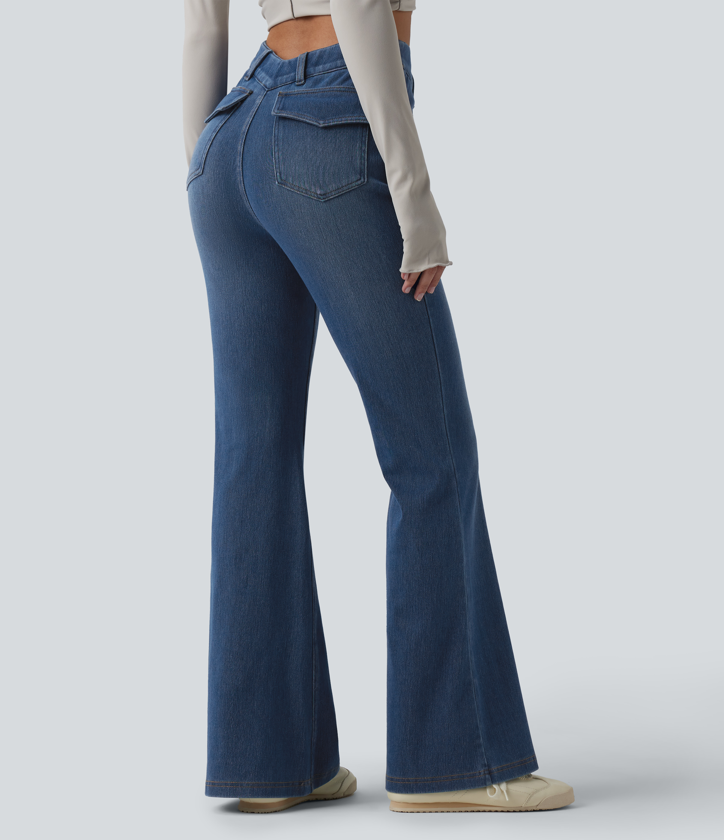 Halara Flex™ V-Shaped High Waisted Casual Flare Jeans with Pockets