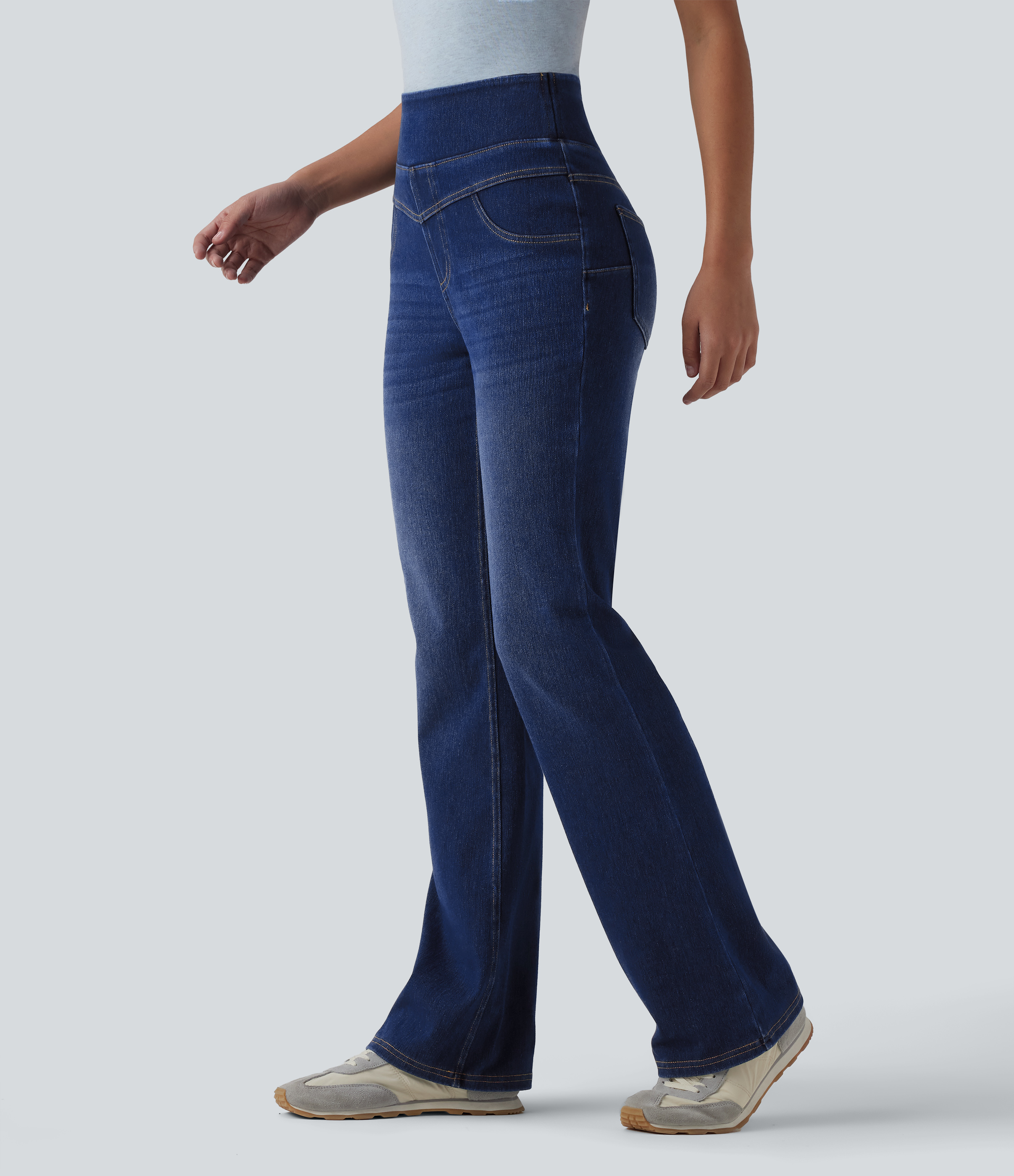 Jean Halara Flex™ taille haute évasé slim décontracté avec poches