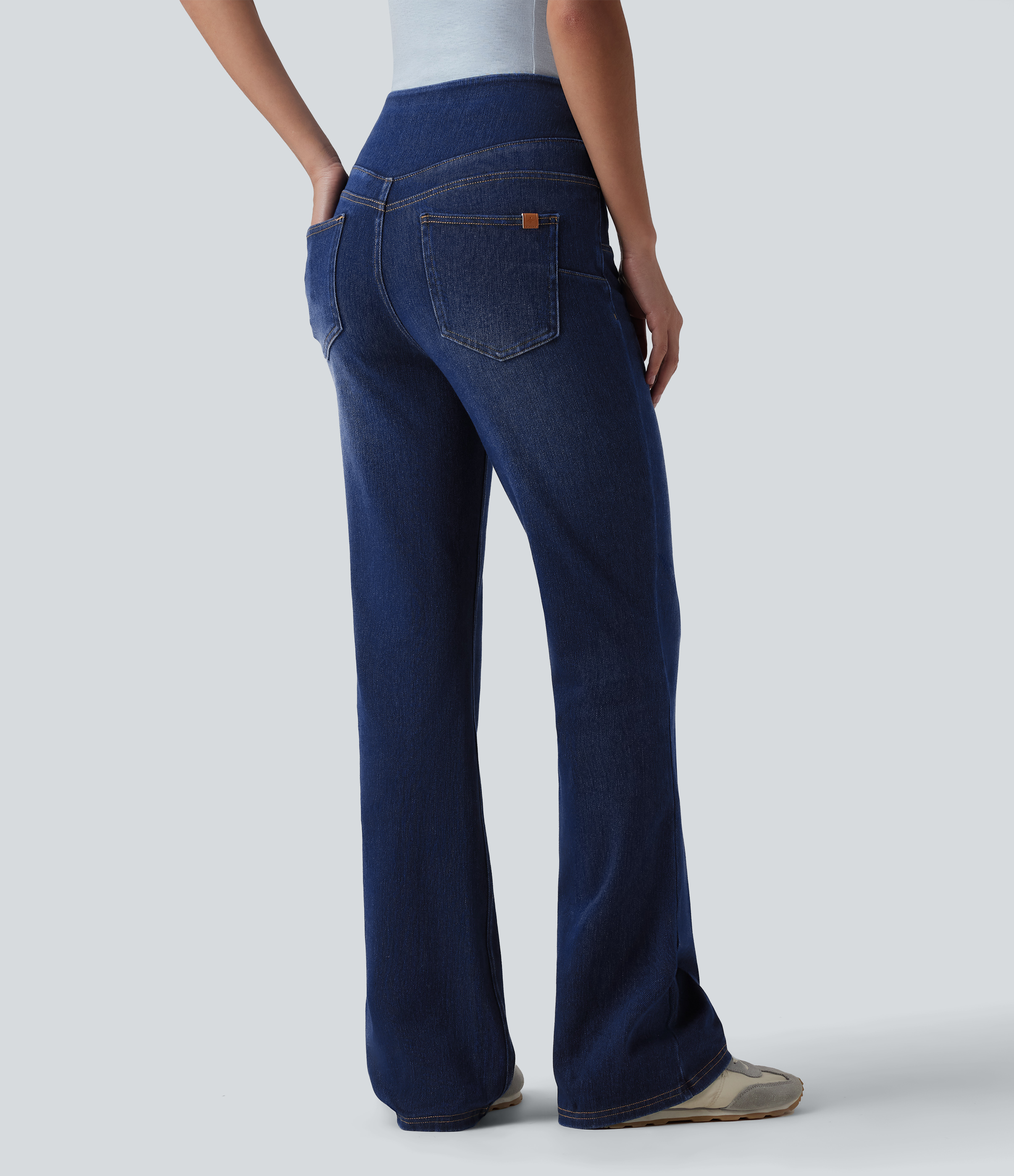 Estate Blue Denim Jean Halara Flex™ taille haute évasé slim décontracté avec poches / 2