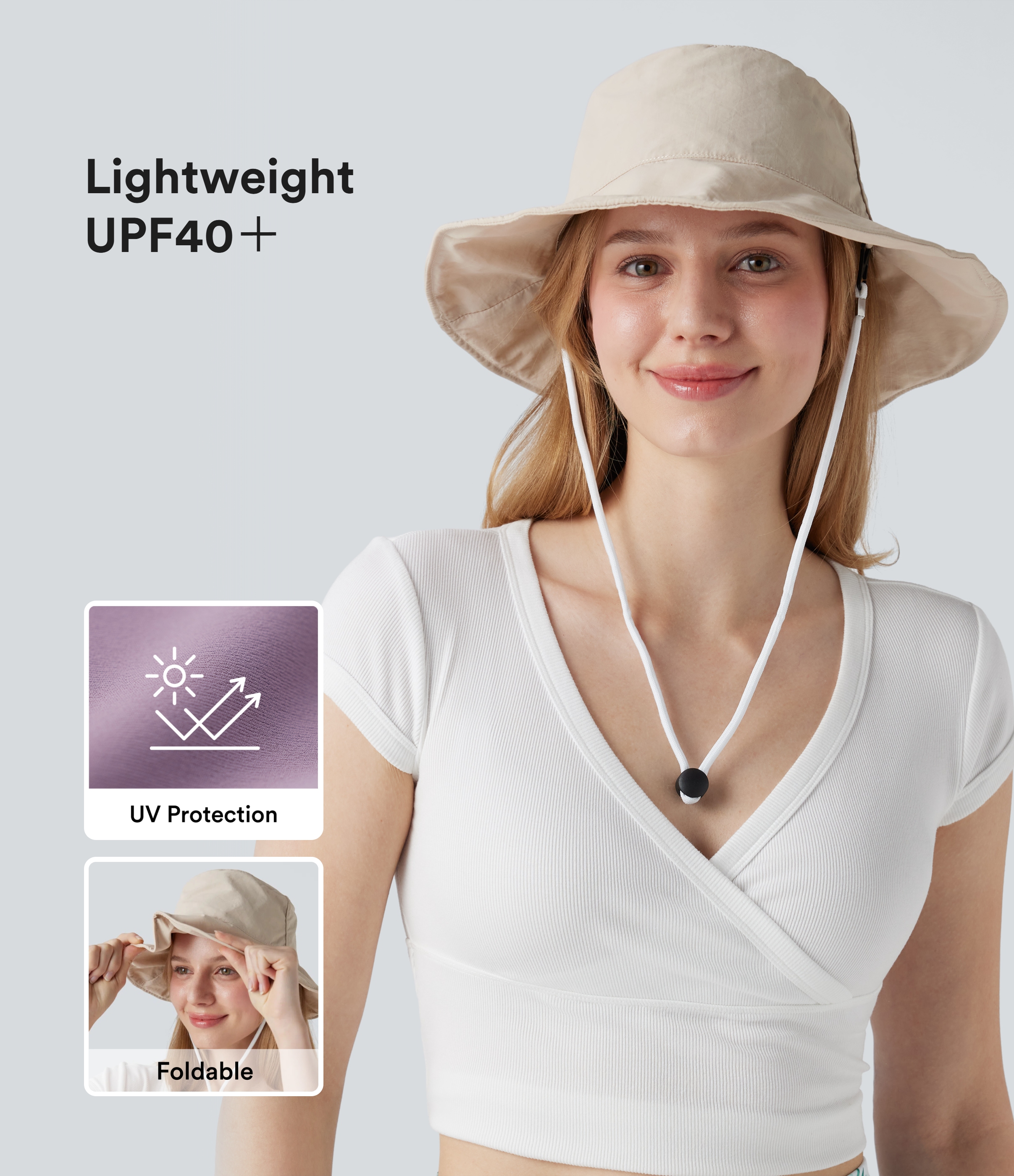 UV Protection Lightweight Easy to Pack Wide Brim Adjustable Casual Sun Hat-UPF40+