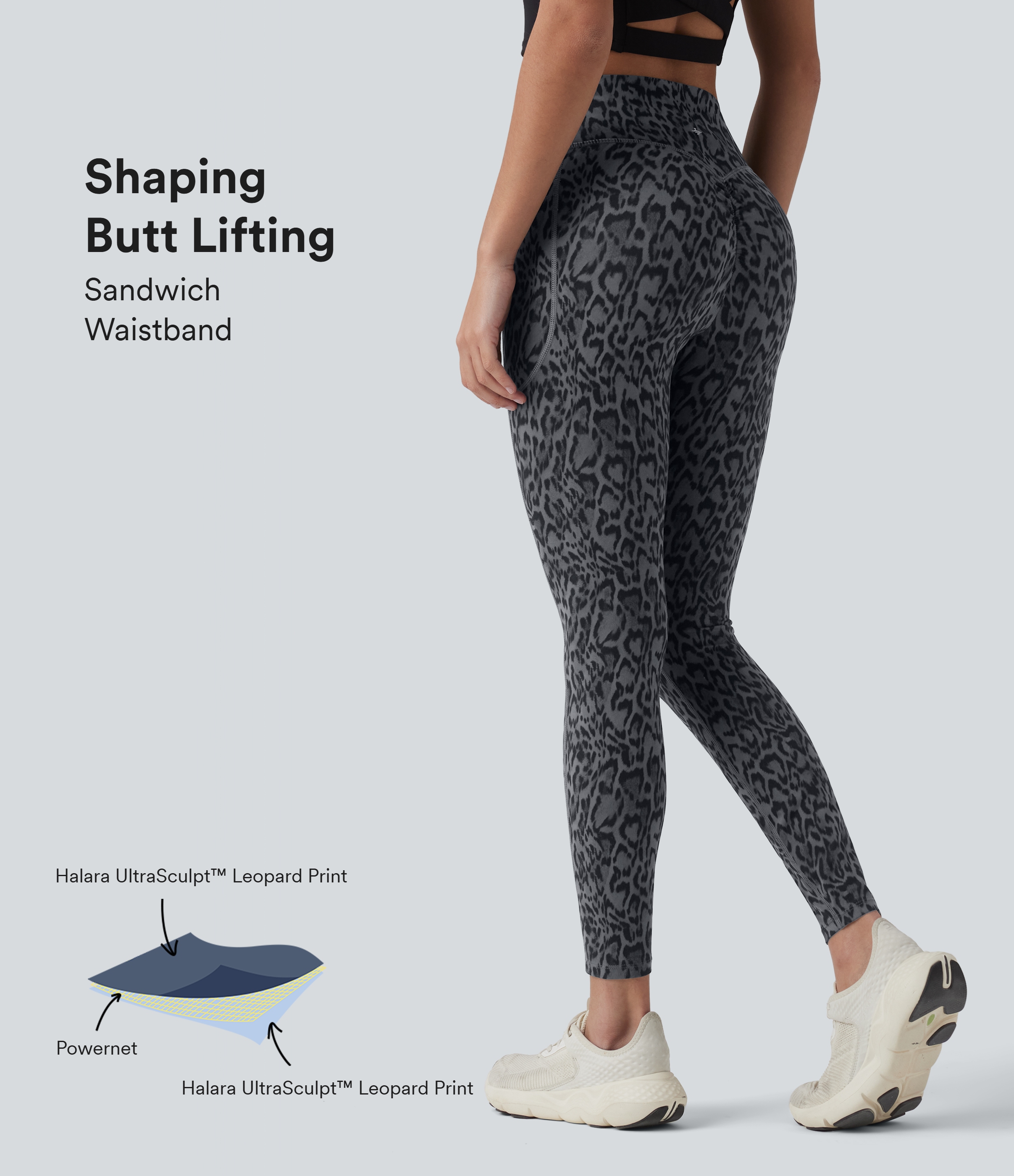 Halara UltraSculpt™ Leopard Print High Waisted Scrunch Butt Lifting Tummy Control Training Leggings with Pockets