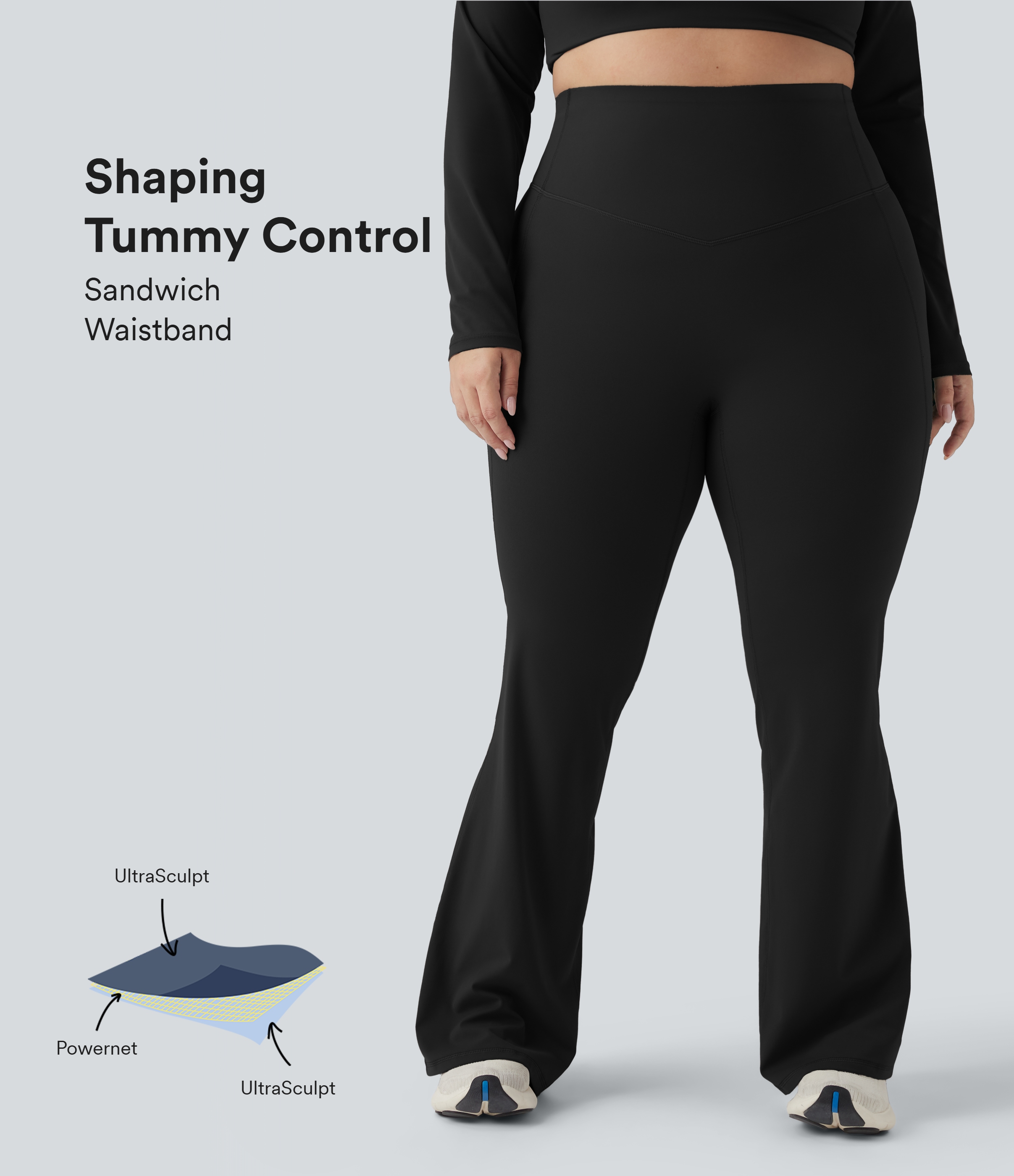 Halara UltraSculpt™ High Waisted Tummy Control Shaping Yoga Flare Plus Size Leggings
