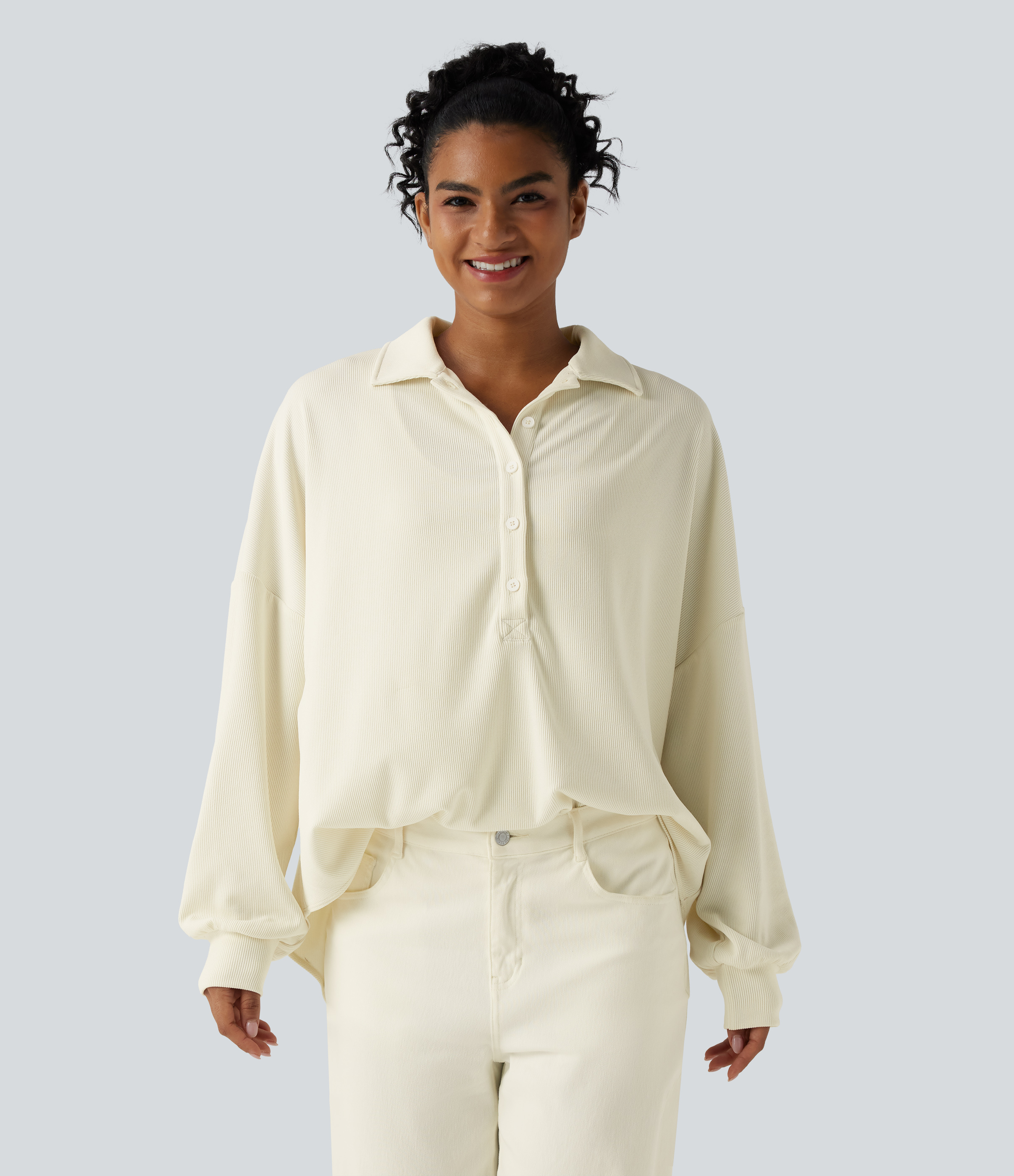 Ribbed Long Sleeve Casual Sweatshirt