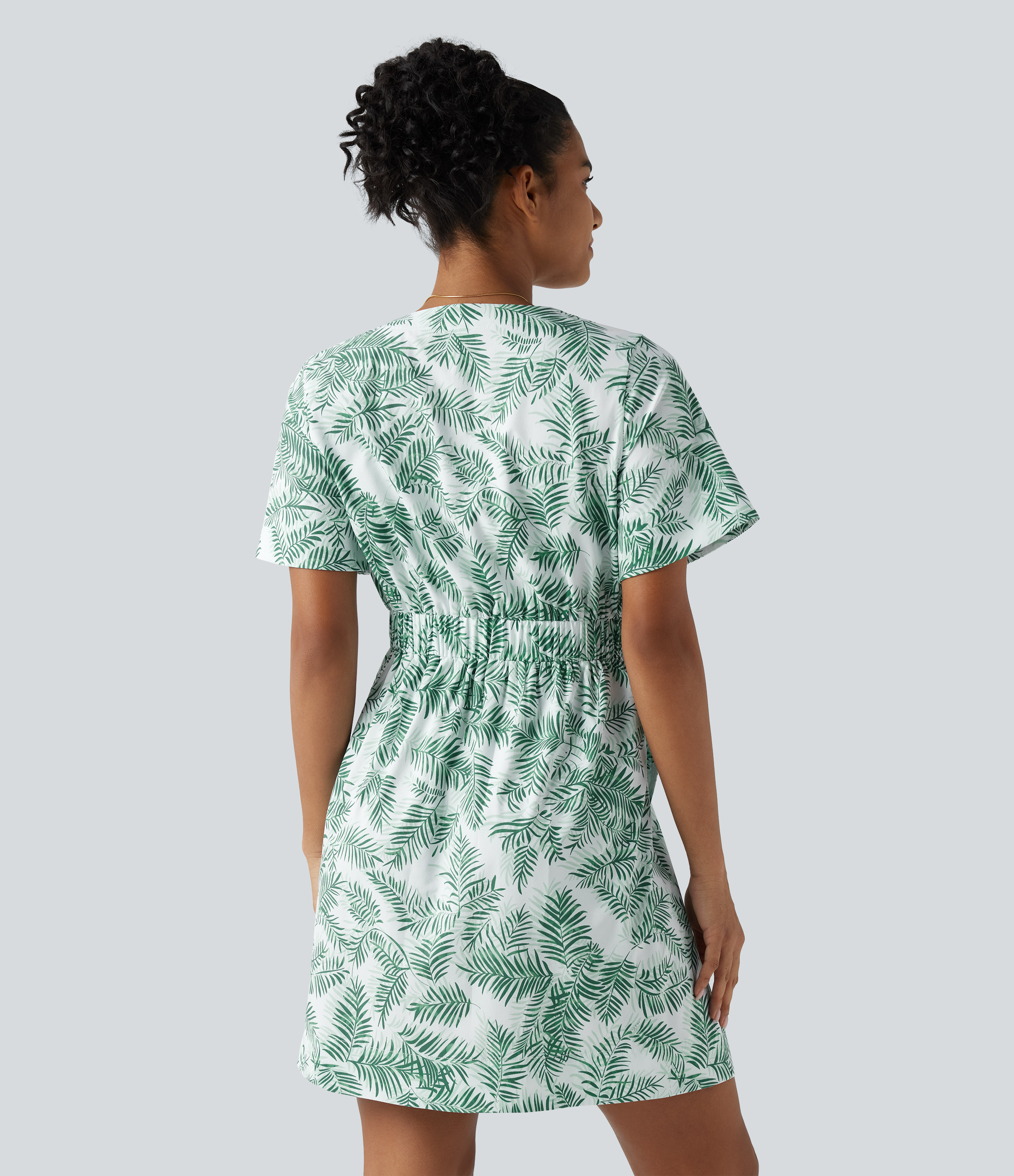 half sleeve casual dresses Pleated Dress for Women's Puffy Half Sleeve Crew Neck Casual A-Line Dresses