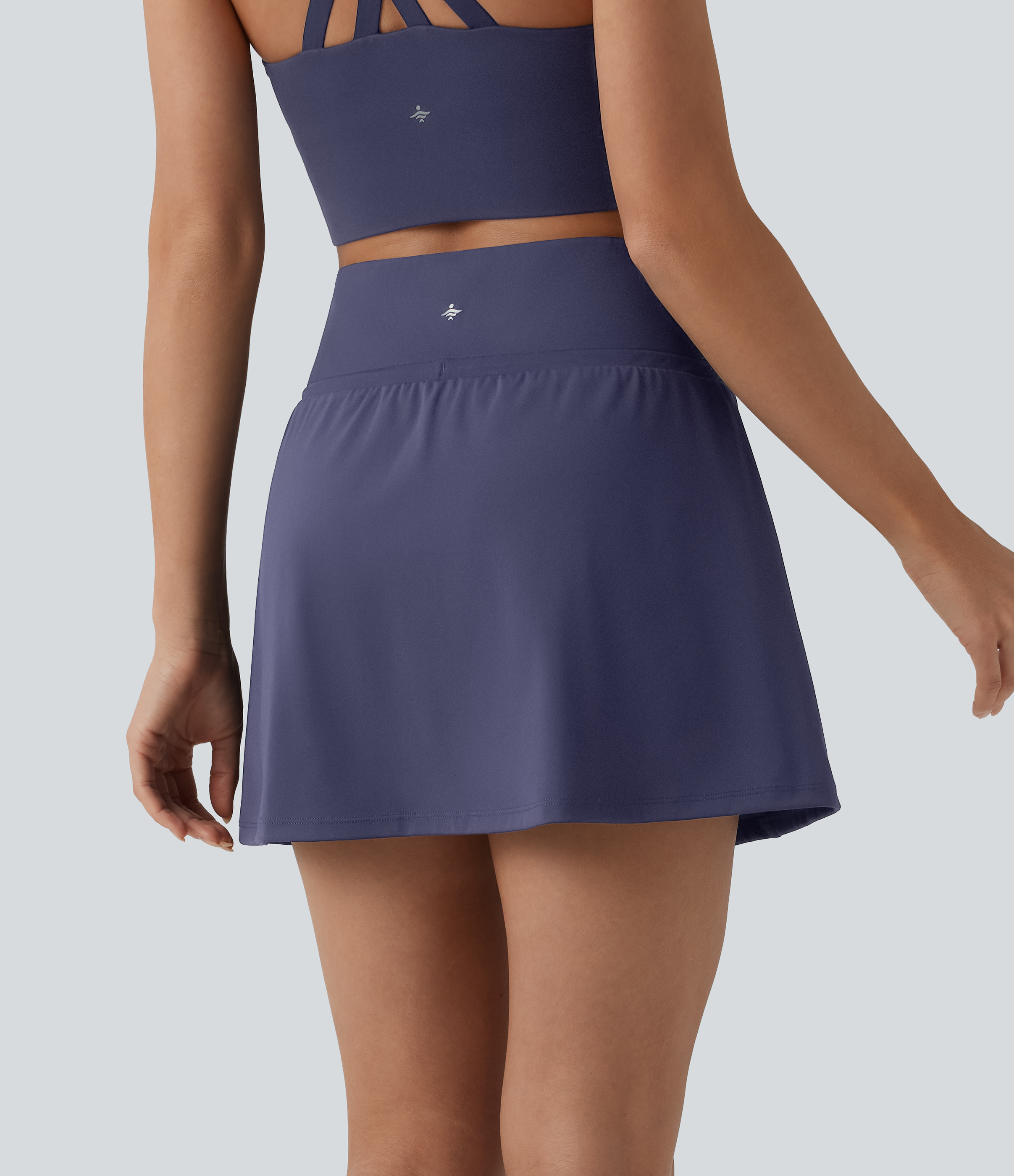 Dawn Purple SoftlyZero™ QuickDry minifalda de tenis 2 en 1 de talle alto con cordón ajustable y bolsillos / 2