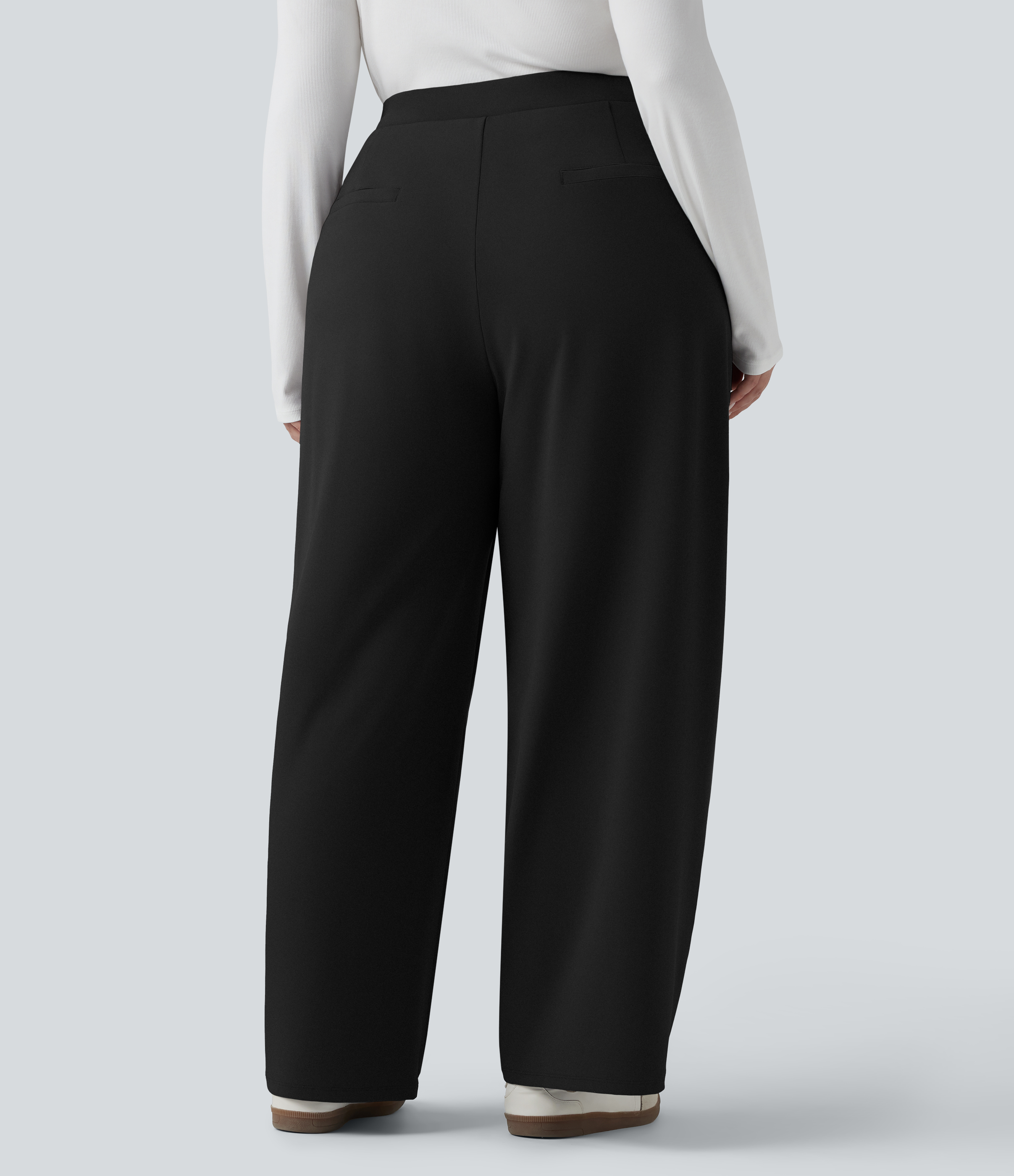 Schwarz Halara Flex™ DayStretch - Bürohose mit hohem Crossover-Bund, Seitentaschen und Barrel-Leg - Plus-Size / 2