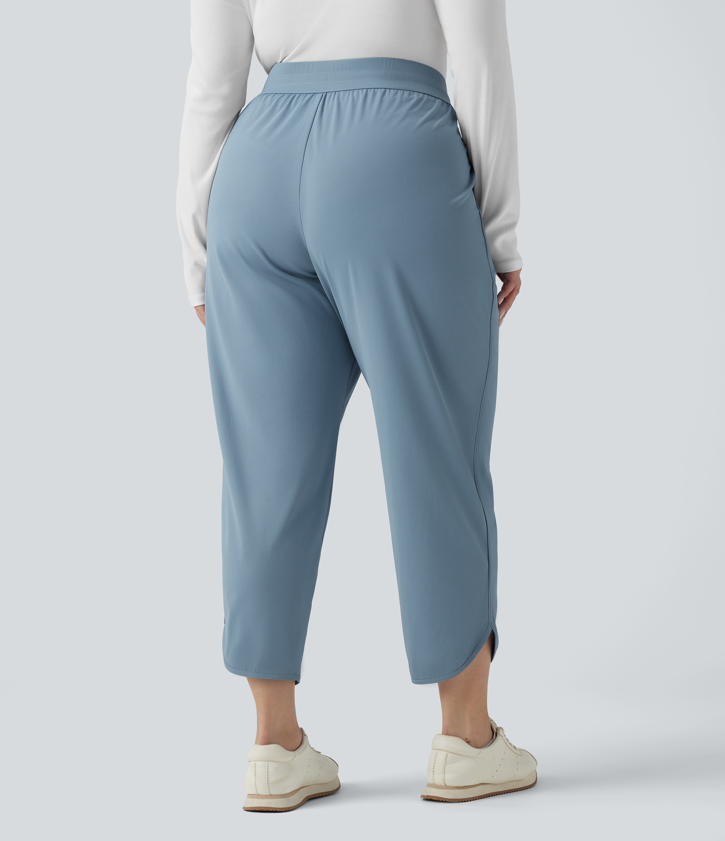 Mountain Spring Plus Size Mid Rise Drawstring Curved Hem Quick Dry Golf Tapered Pants with Pockets-UPF40+ / 2