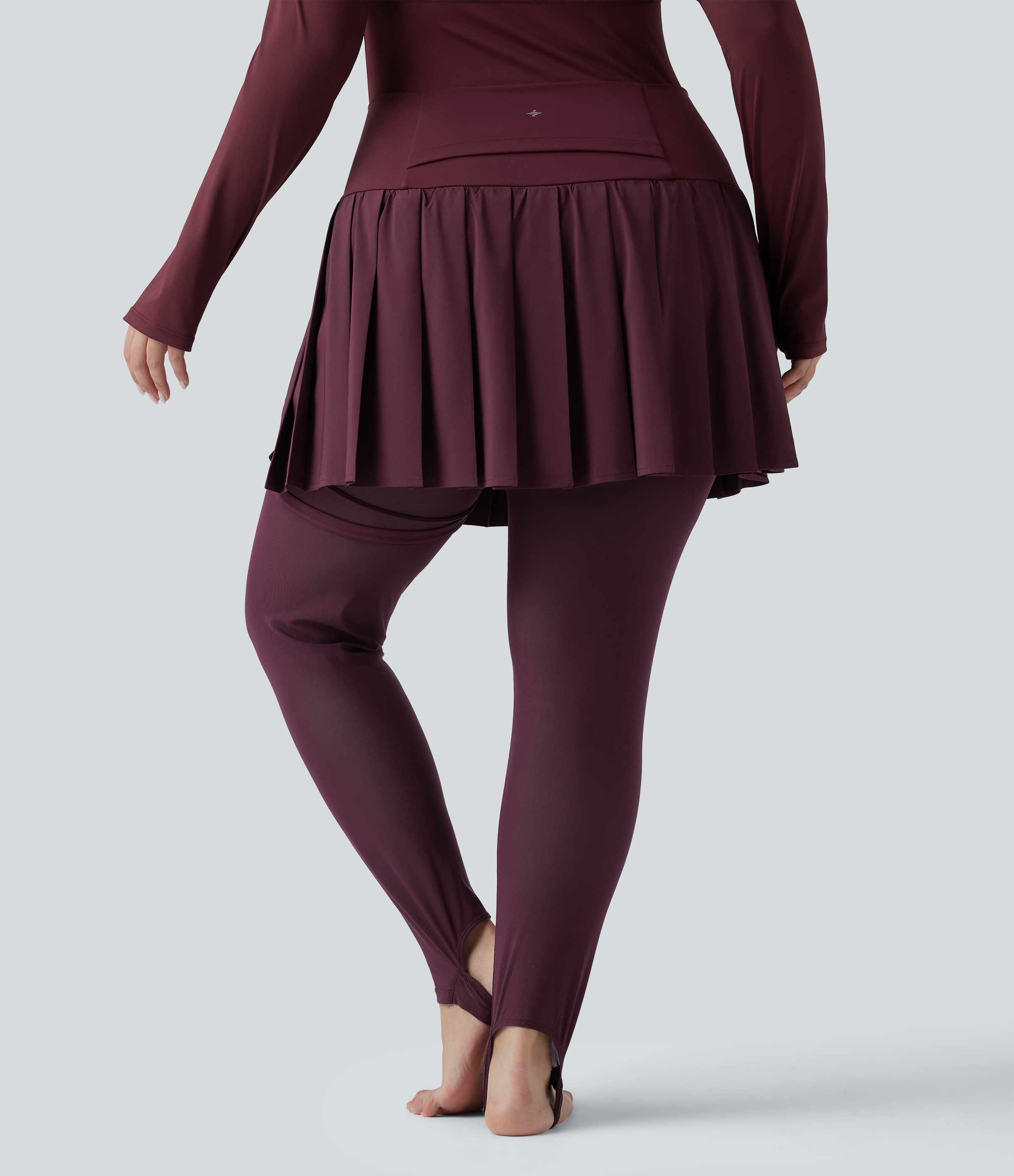 Amaranth Legging-jupe grande taille à étriers de danse avec mesh contrastant plissé taille haute séchage rapide Breezeful™ et poches / 2
