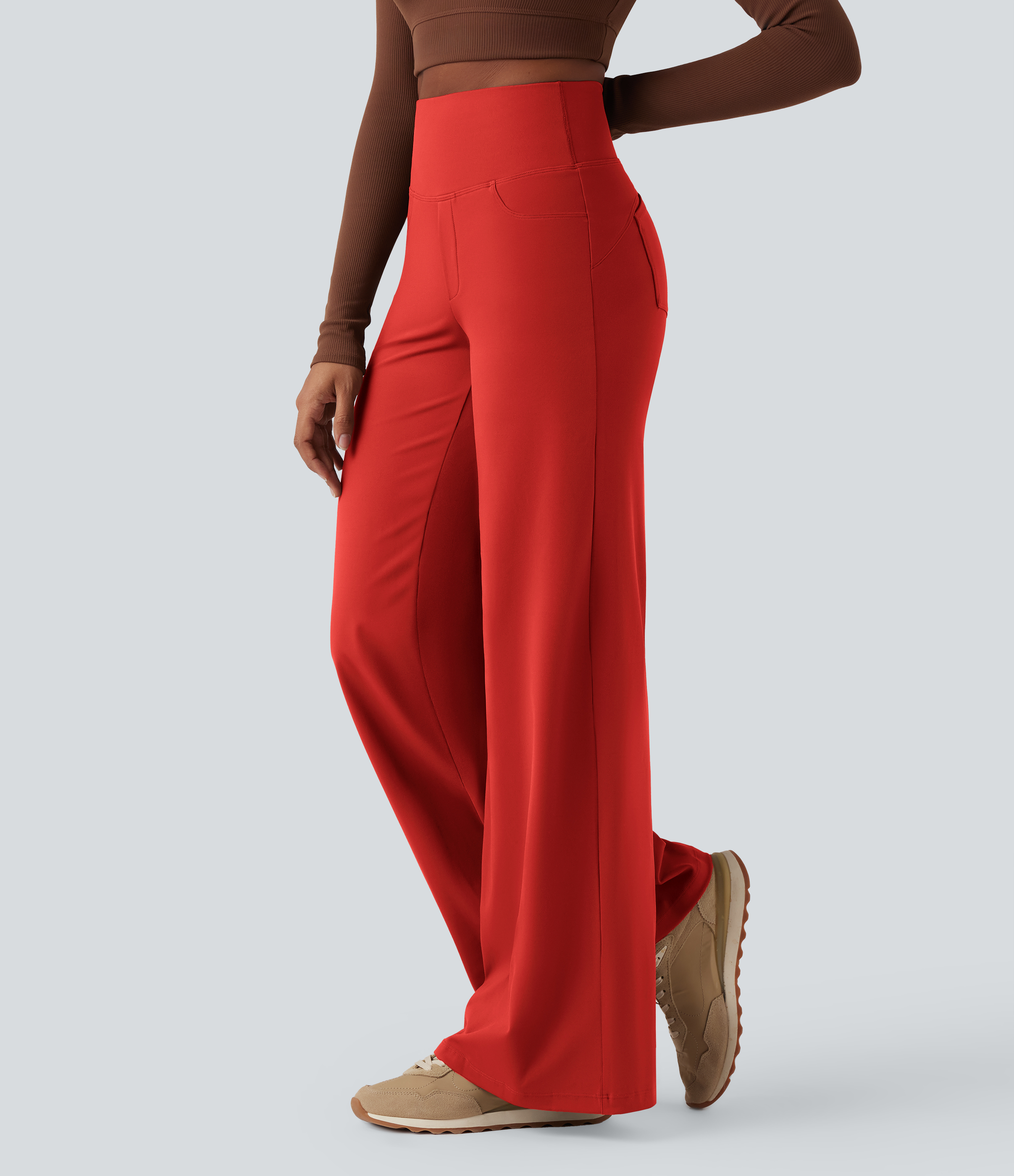 DayStretch High Waisted Tummy Control Wide Leg Yoga Pants with Pockets